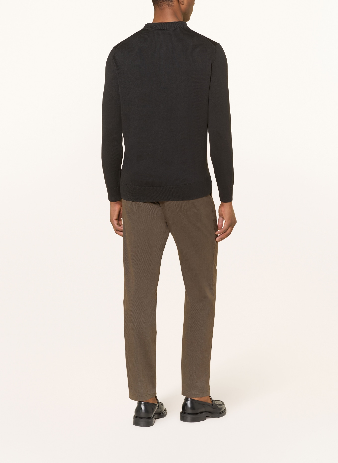 PAUL Strick-Poloshirt: SCHWARZ