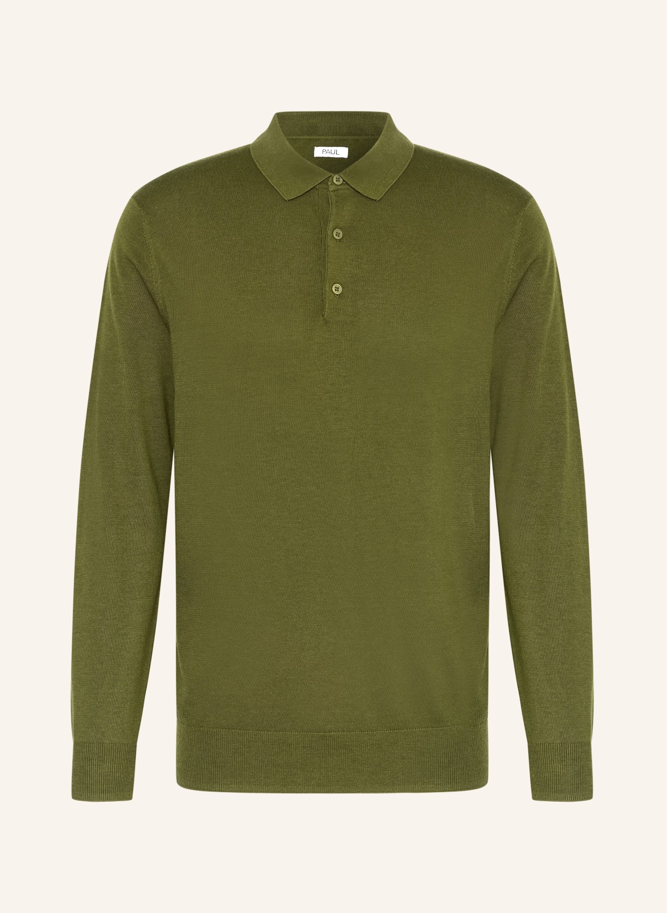 PAUL Gebreid poloshirt: KAKI