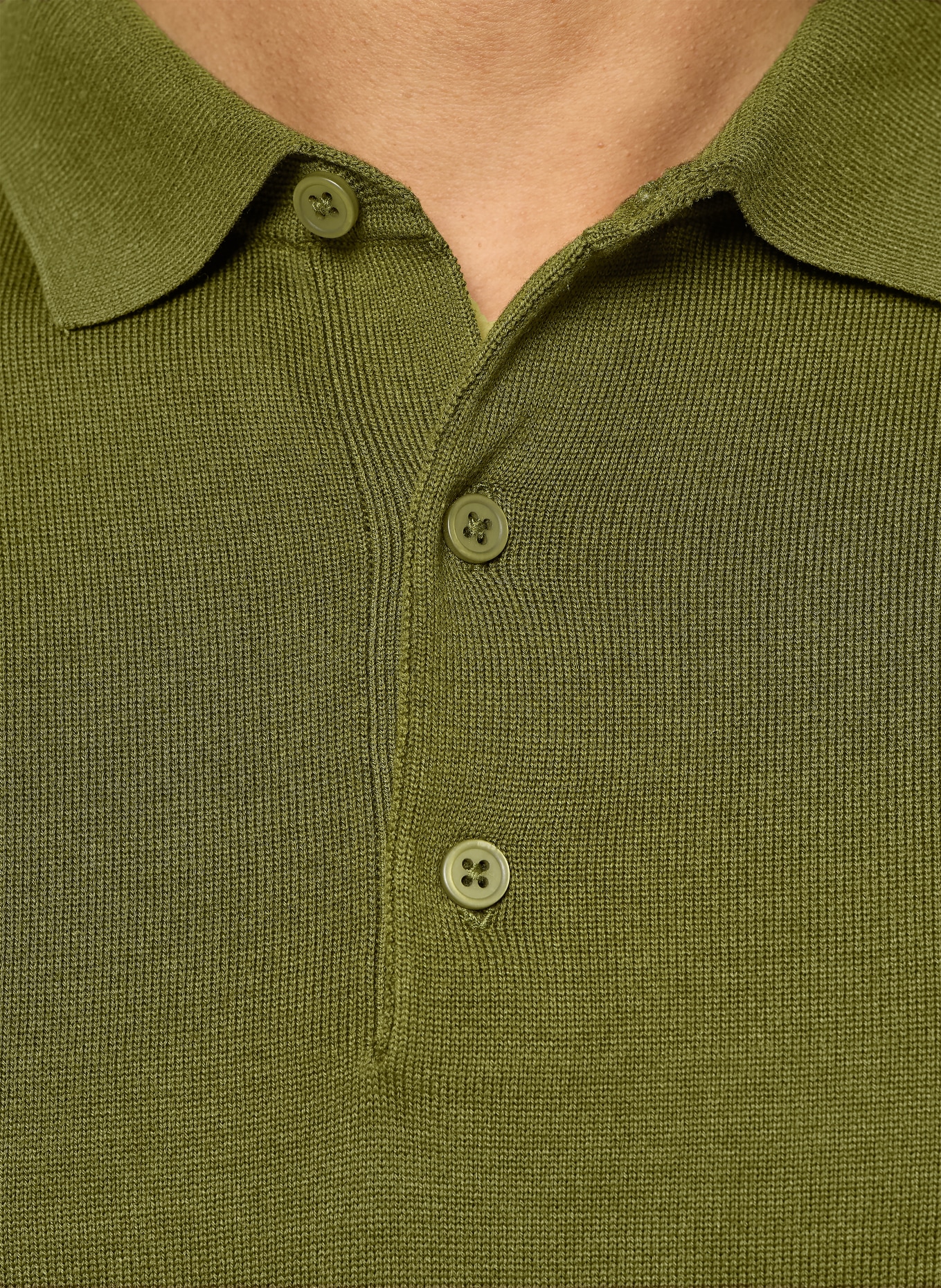 PAUL Gebreid poloshirt: KAKI