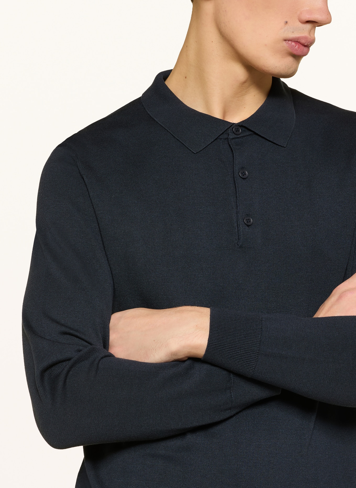 PAUL Strick-Poloshirt: DUNKELBLAU