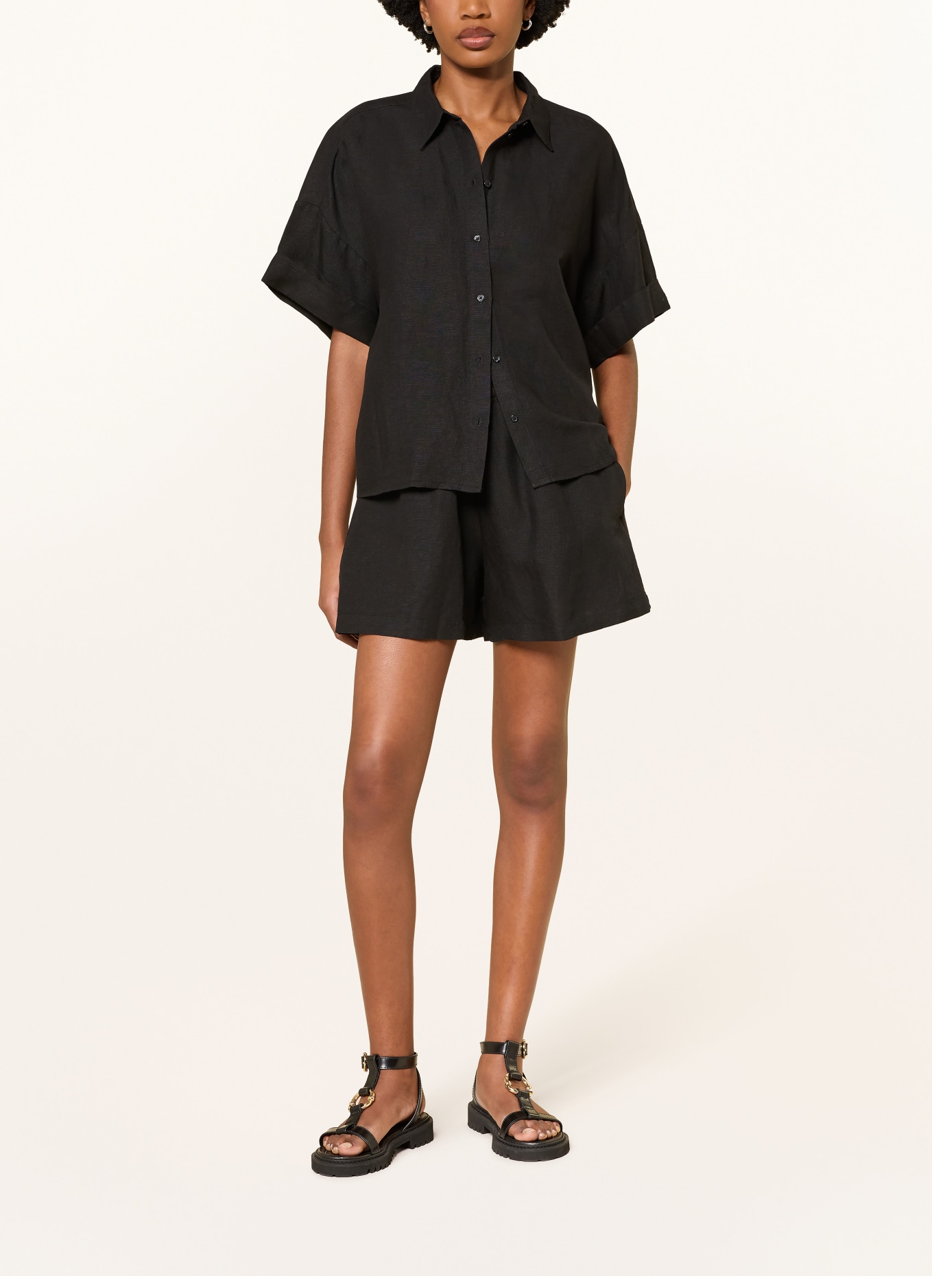 BOSS Košile BISENAS s lnem: ČERNÁ