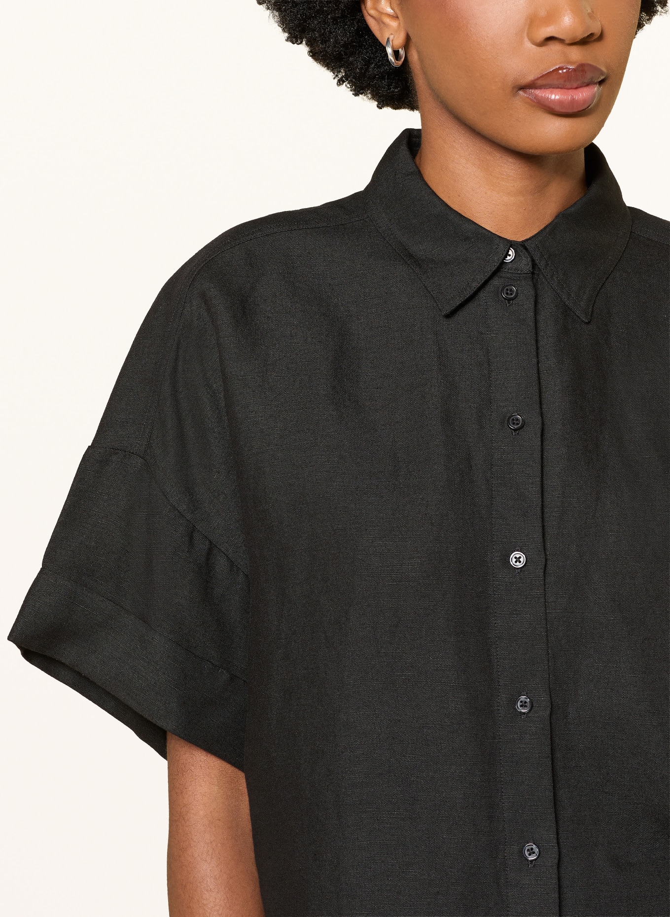 BOSS Košile BISENAS s lnem: ČERNÁ