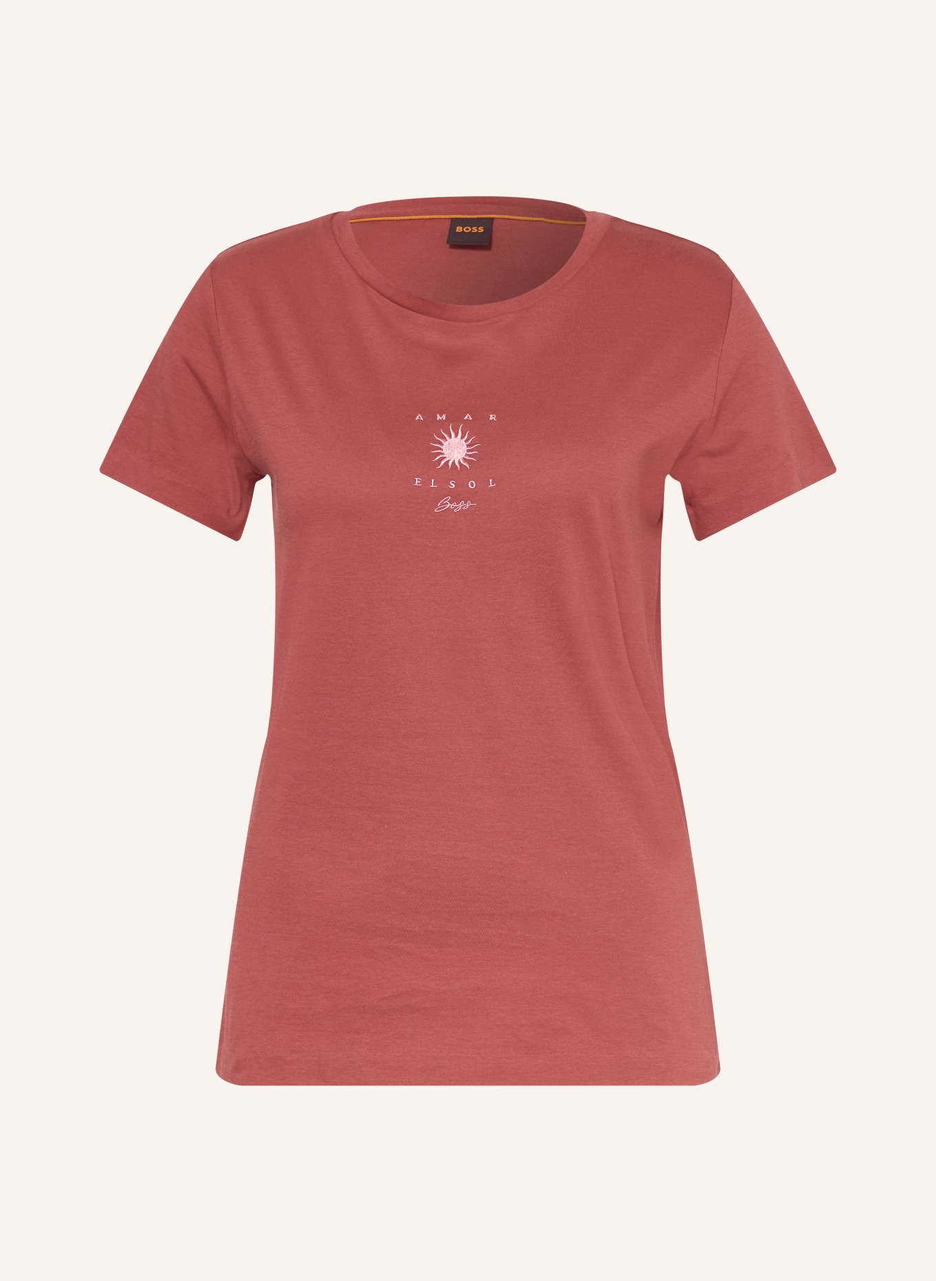 BOSS Tričko ELOVE: TMAVĚ ORANŽOVÁ