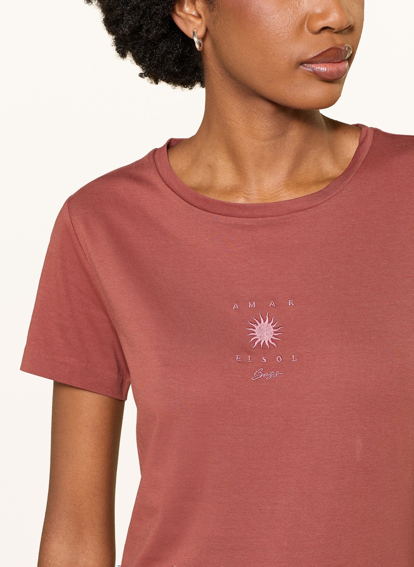 BOSS Tričko ELOVE: TMAVĚ ORANŽOVÁ