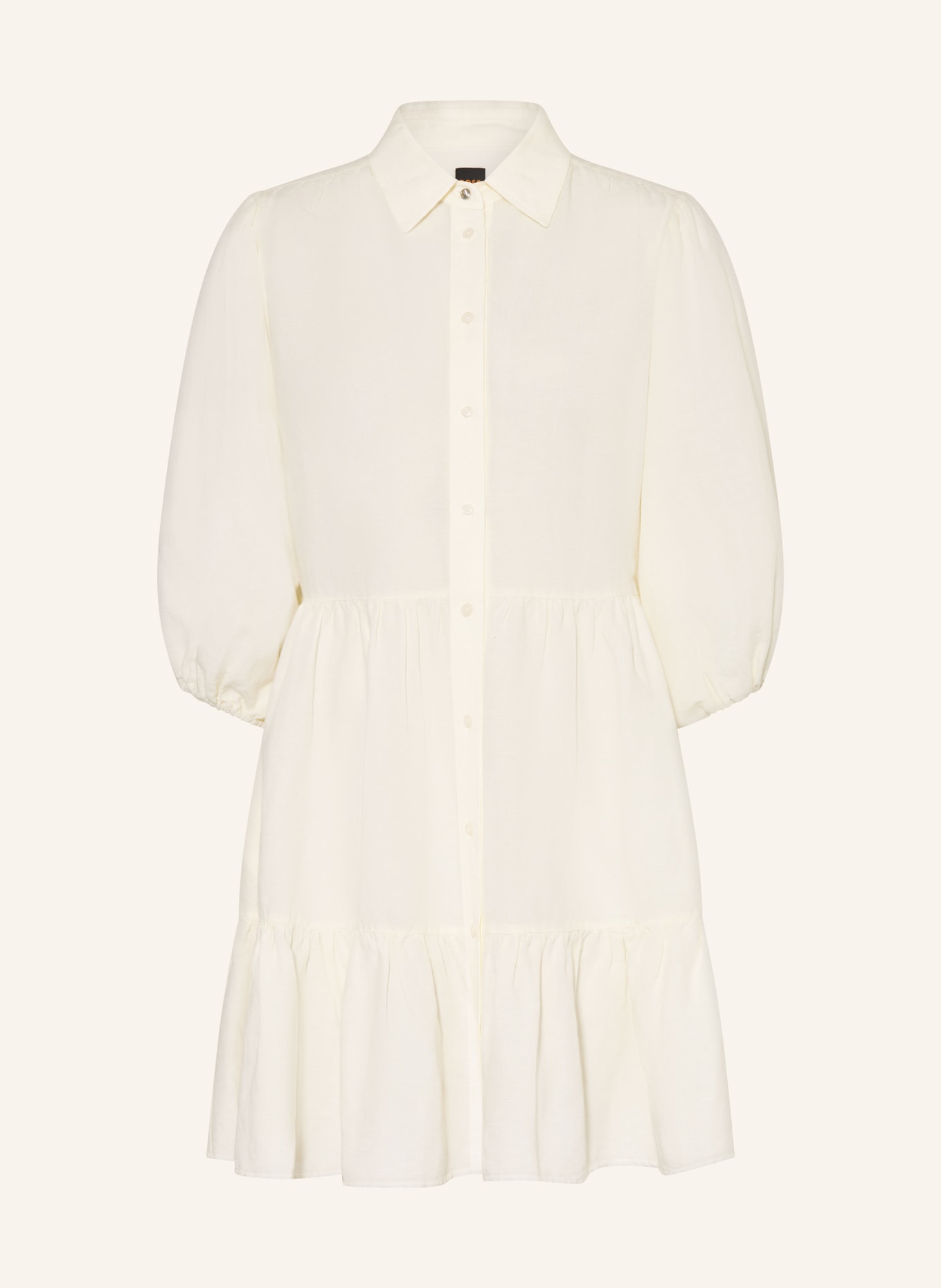 BOSS Robe chemise DISENNA à manches 3/4 et lin: ÉCRU