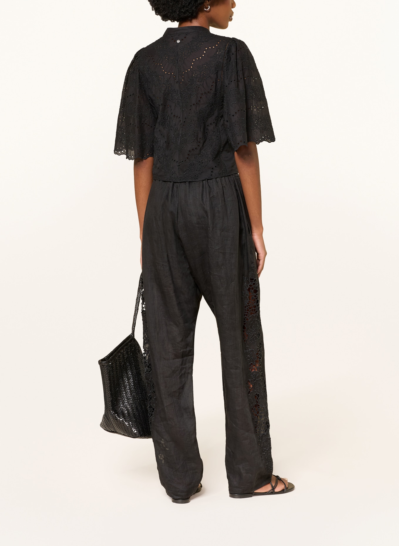 BOSS TRIKA marlene pants with lace: BLACK
