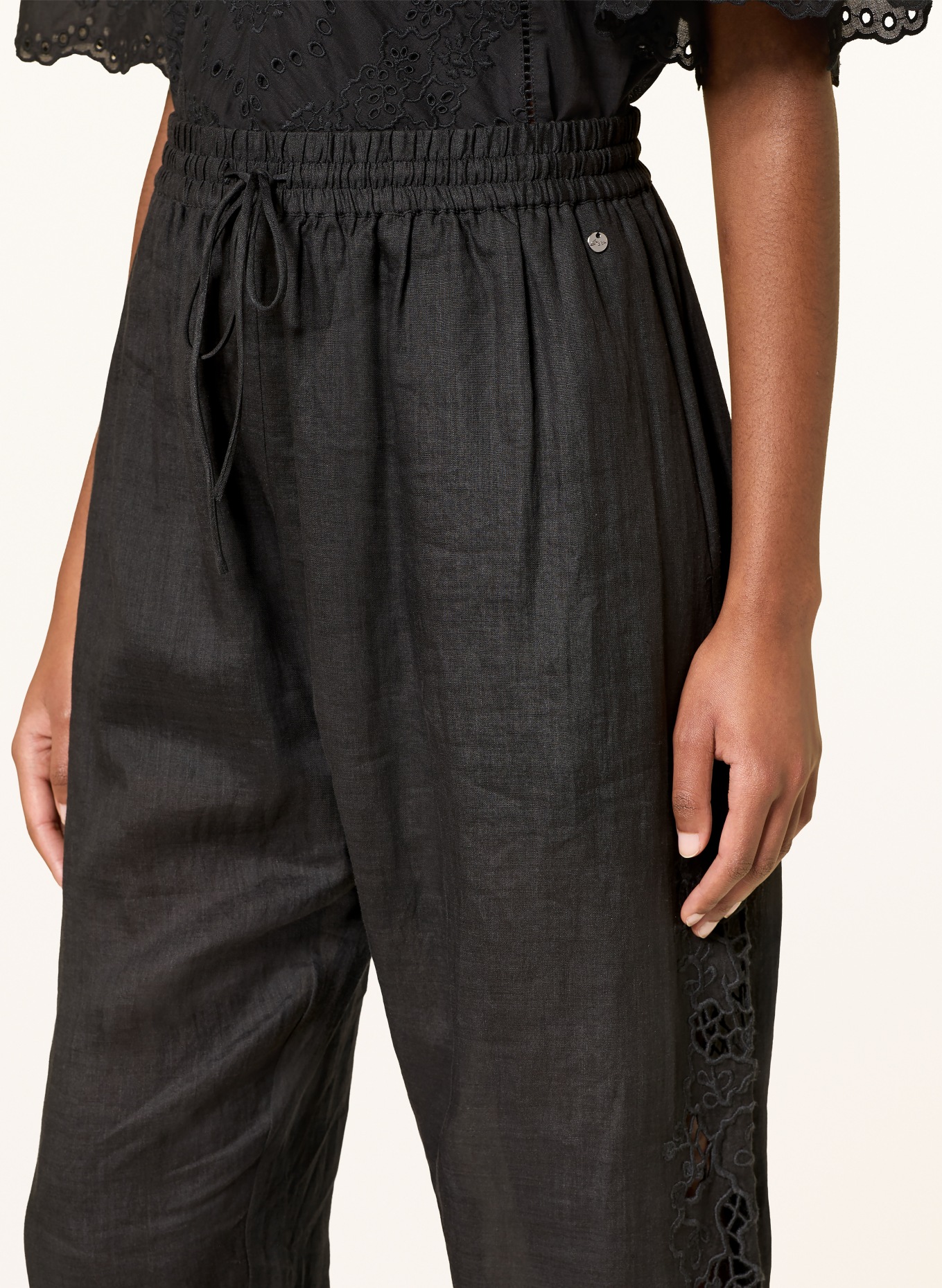 BOSS TRIKA marlene pants with lace: BLACK