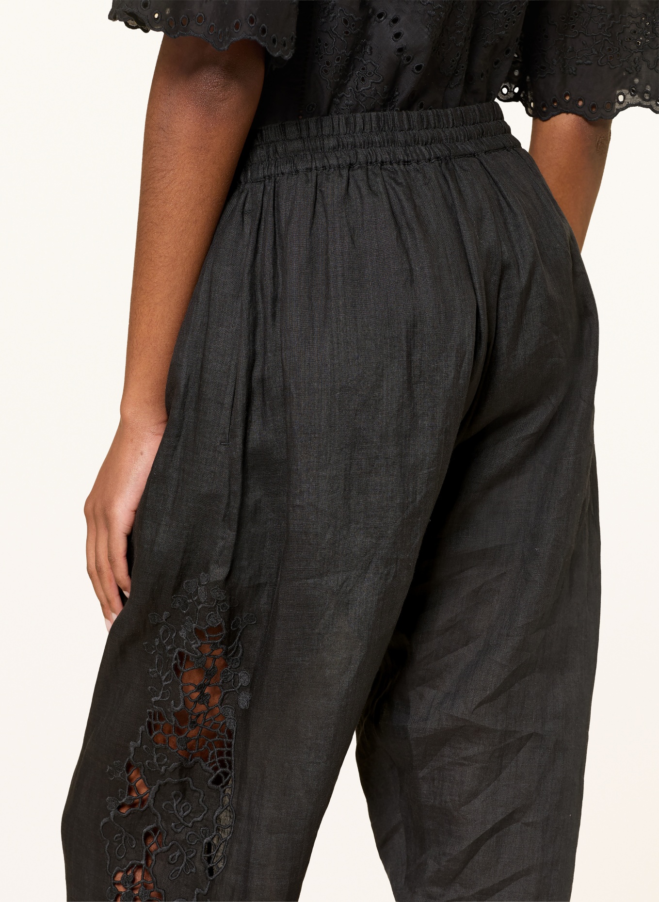 BOSS TRIKA marlene pants with lace: BLACK