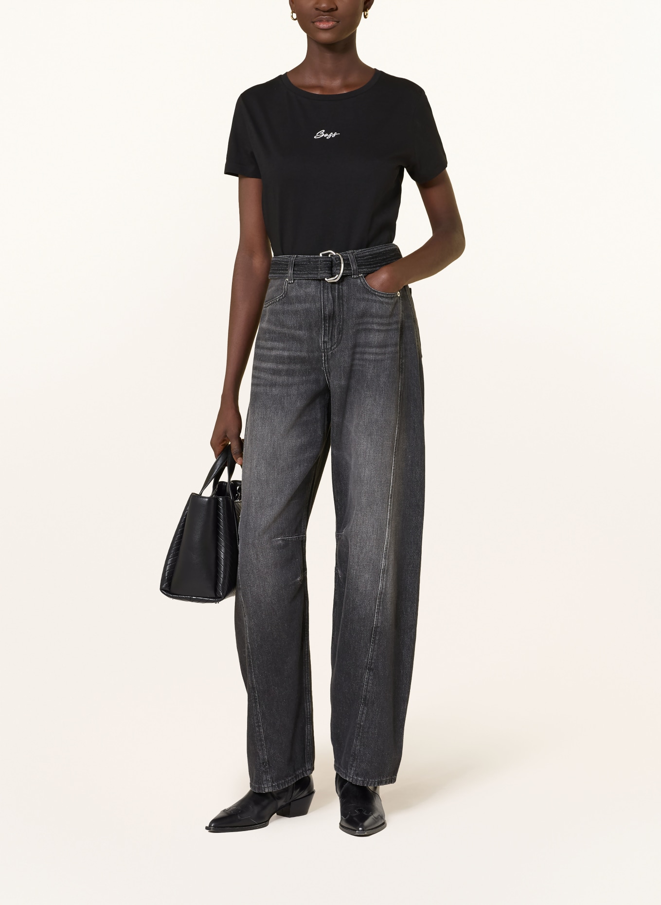 BOSS Tričko ELOVE: ČERNÁ