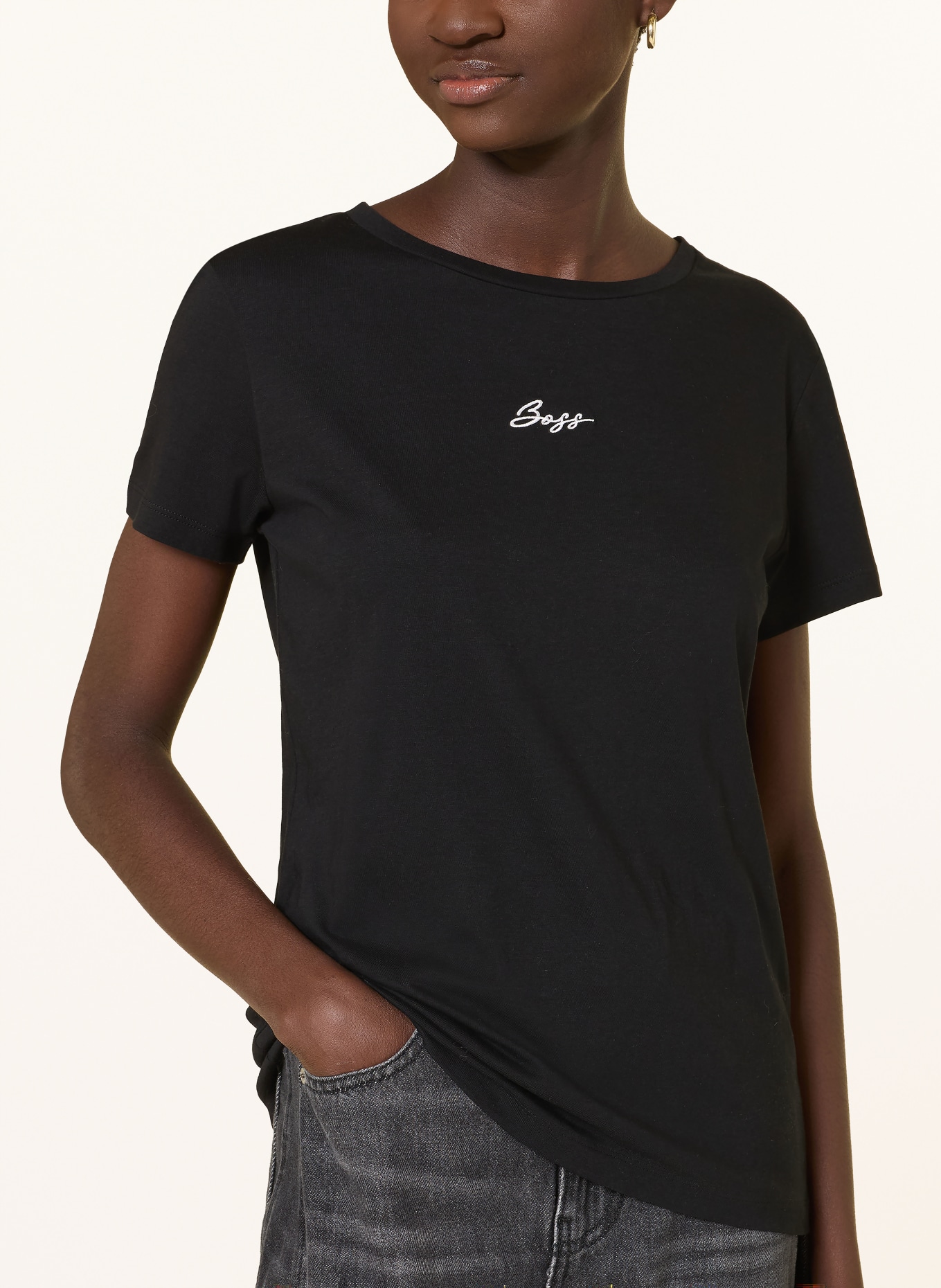 BOSS Tričko ELOVE: ČERNÁ