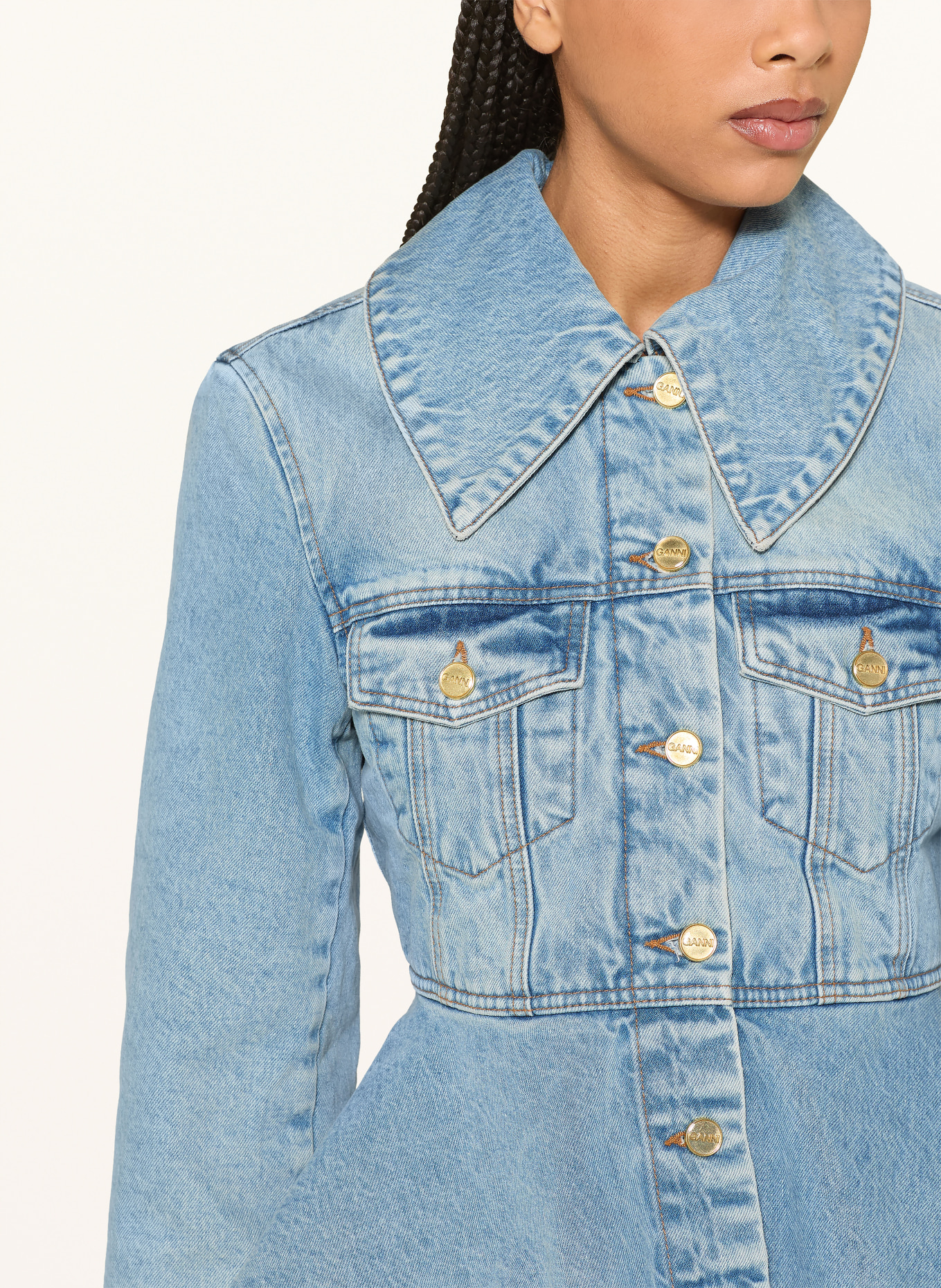GANNI Jeansjacke: 567 Mid Blue Vintage