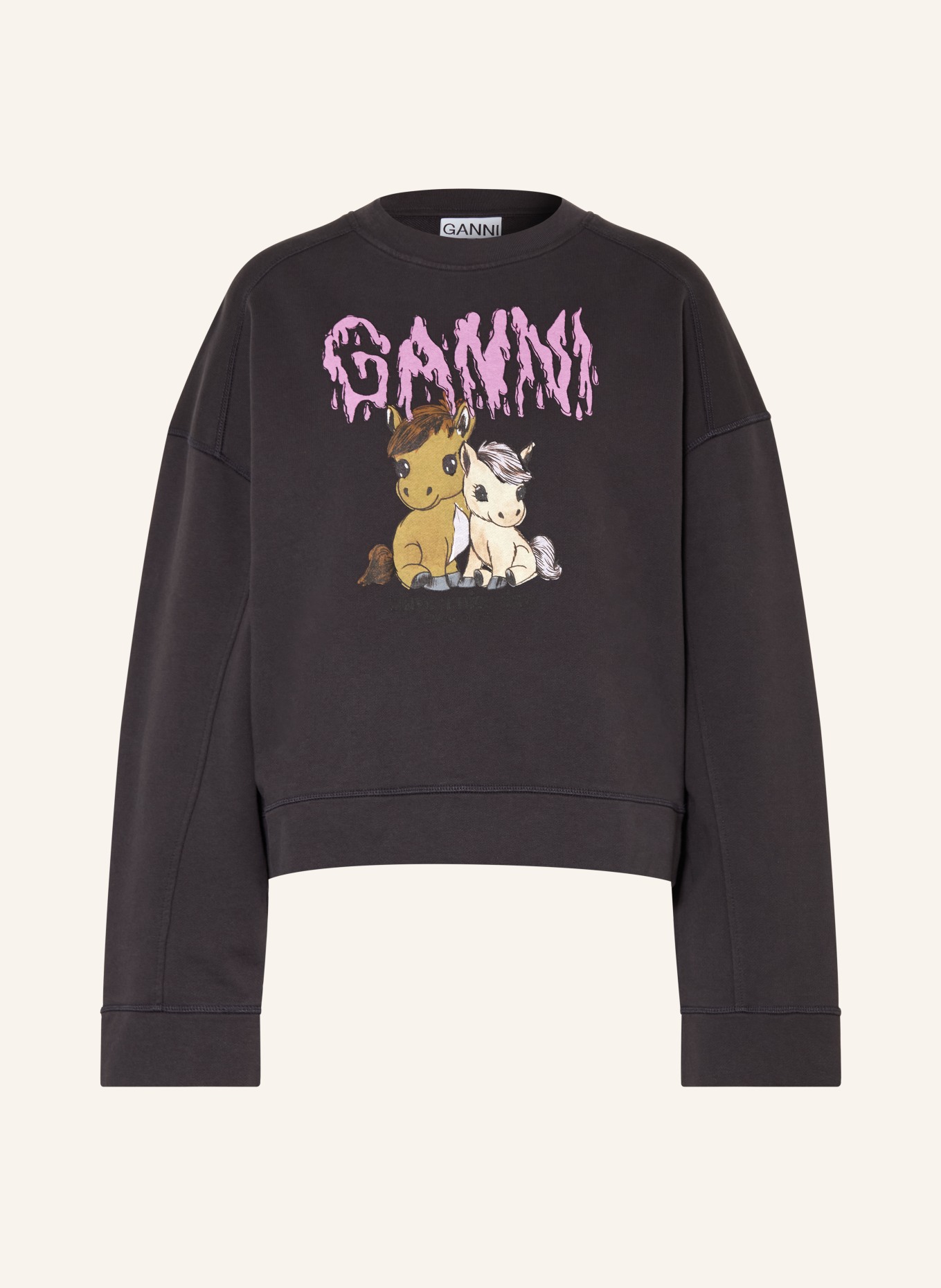 GANNI Mikina ISOLI: TMAVĚ ŠEDÁ / VELBLOUDÍ / RŮŽOVÁ