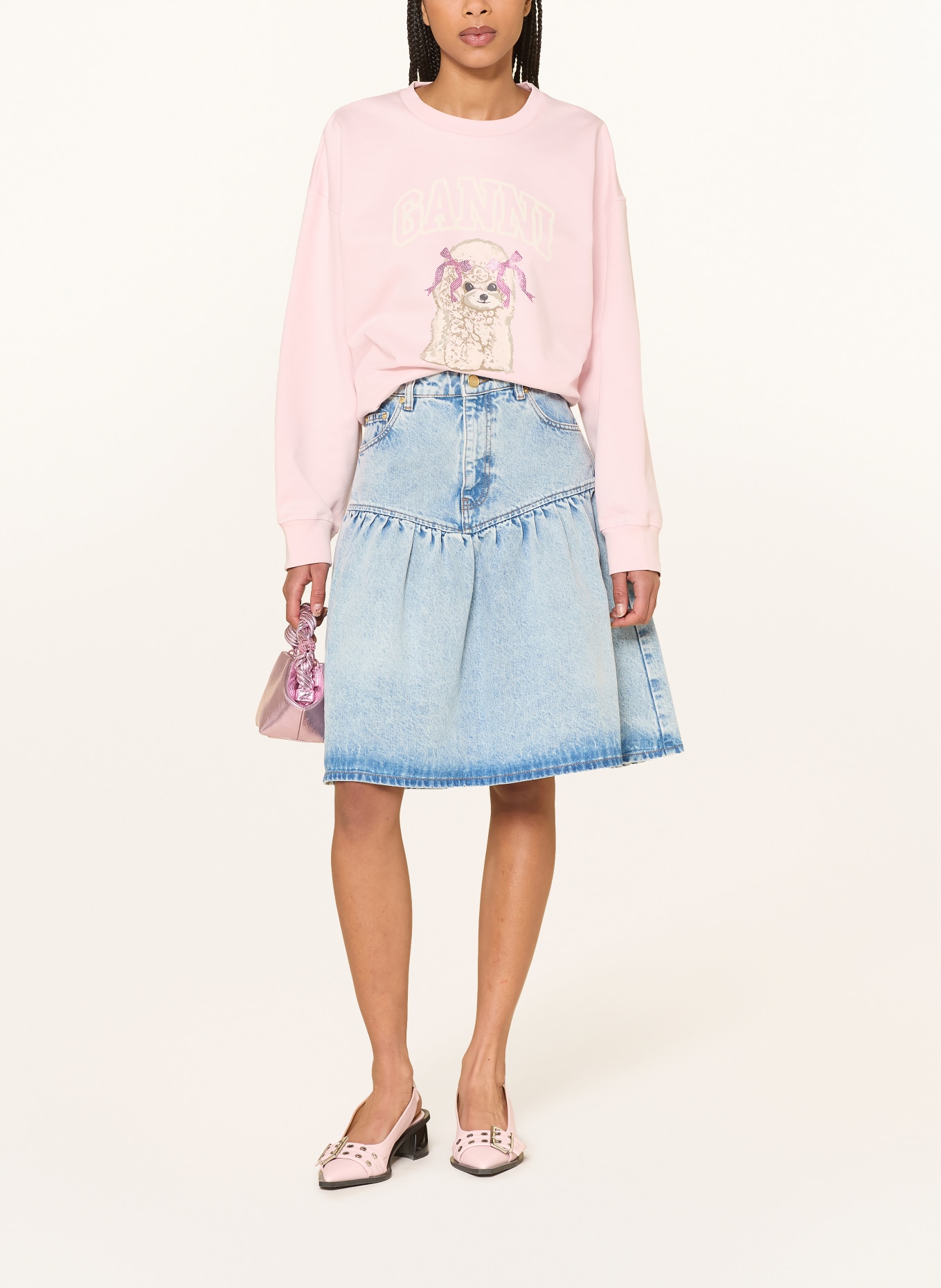 GANNI džínová sukně: TMAVĚ MODRÁ