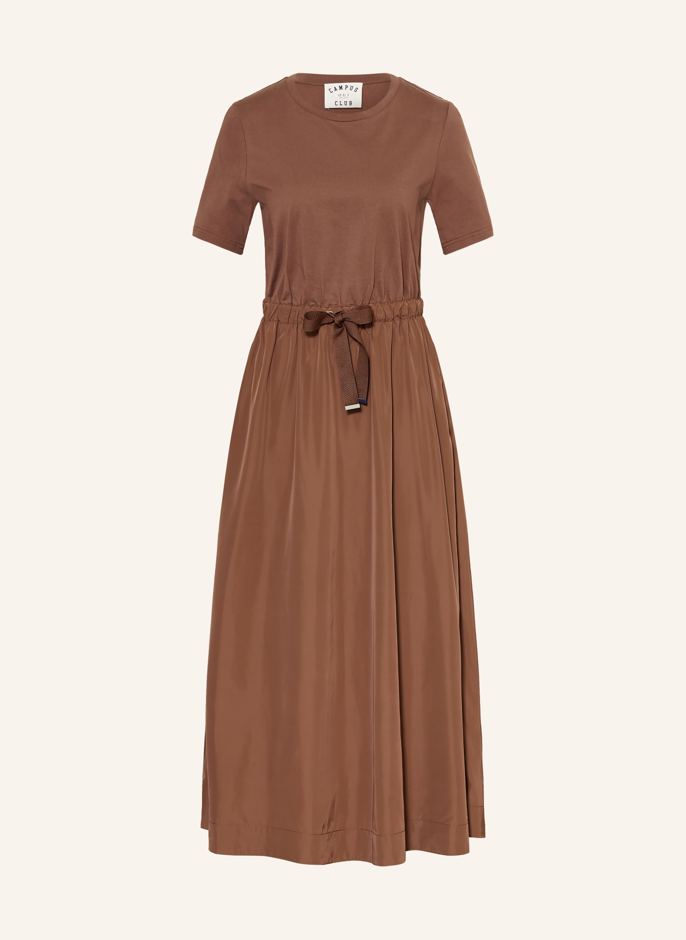 oui Kleid im Materialmix: BRAUN