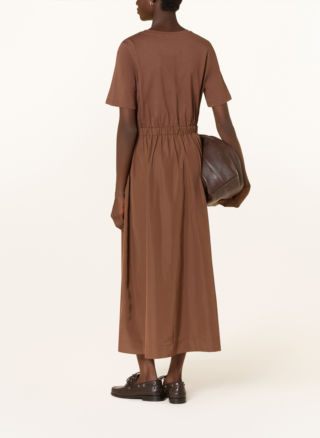 oui Kleid im Materialmix: BRAUN