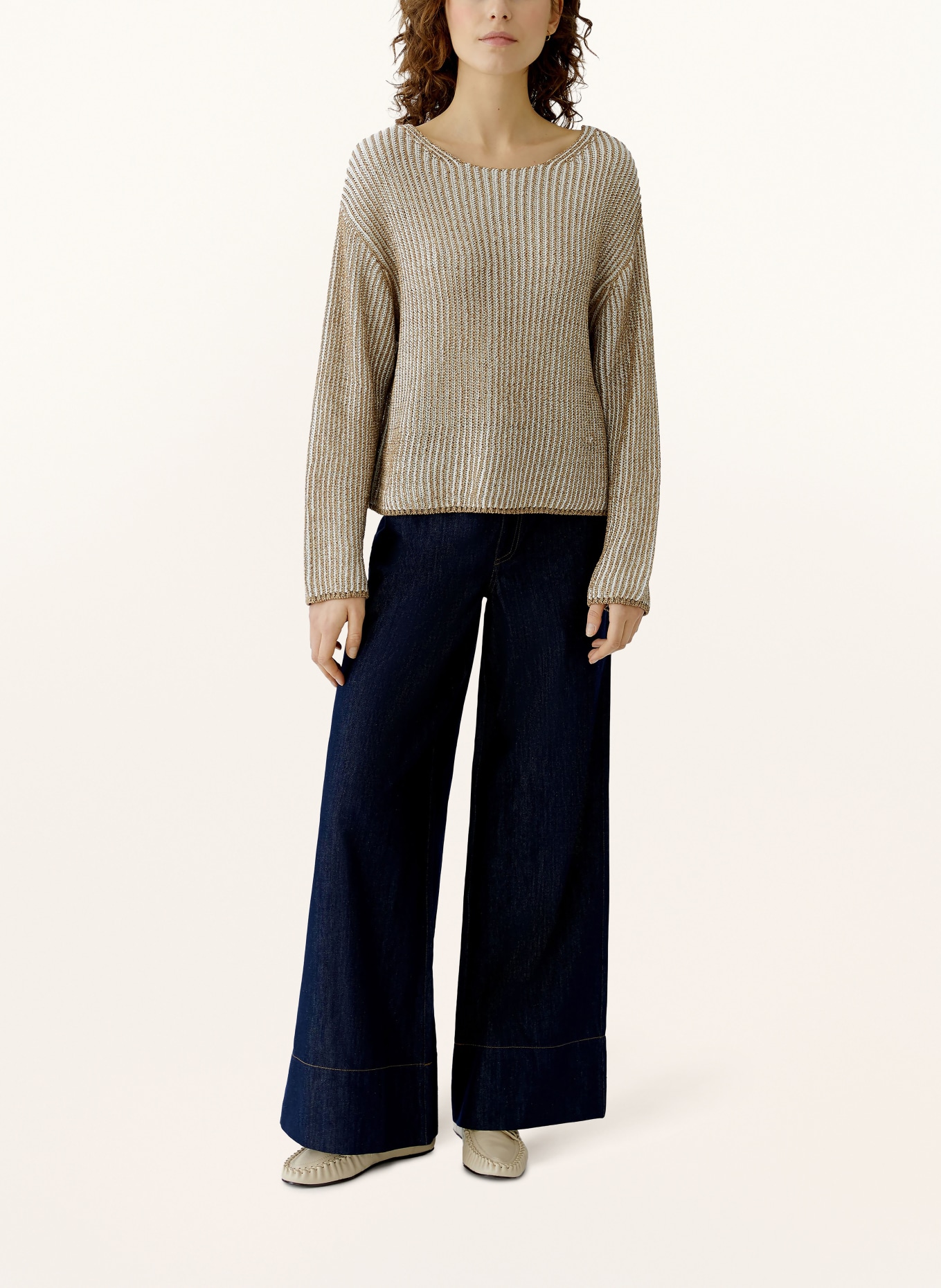 oui Svetr s třpytivou přízí: SVĚTLE HNĚDÁ / ZLATÁ / BÍLÁ