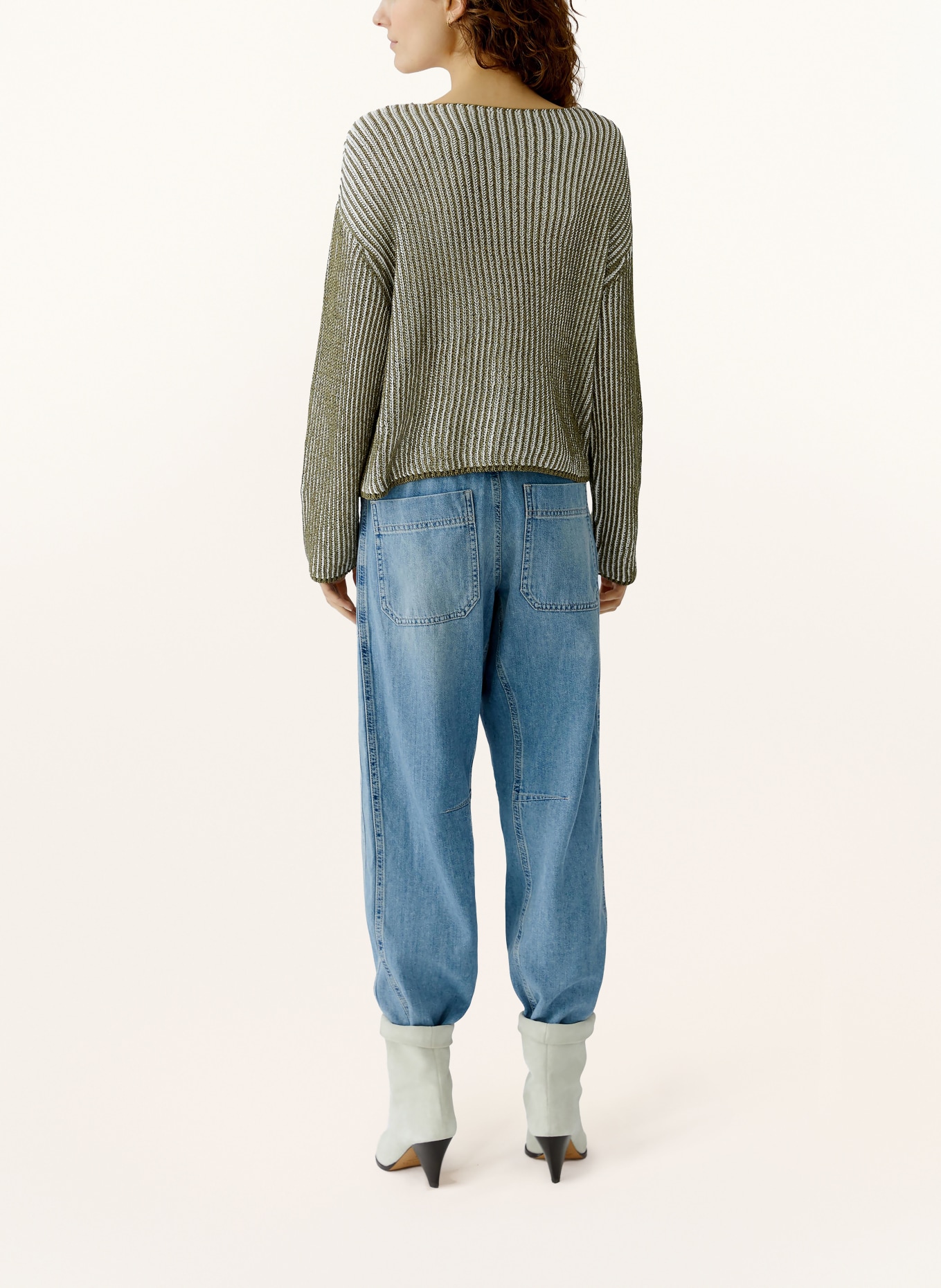 oui Svetr s třpytivou přízí: KHAKI / ZLATÁ / BÍLÁ