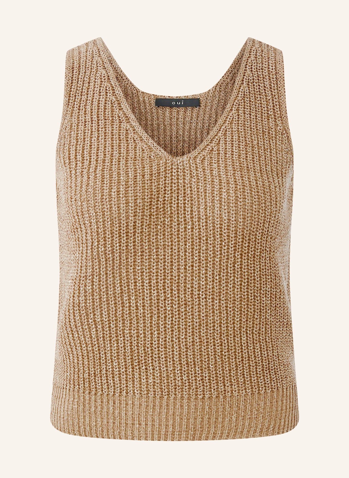 oui Knitted top with glitter yarn: LIGHT BROWN / GOLD