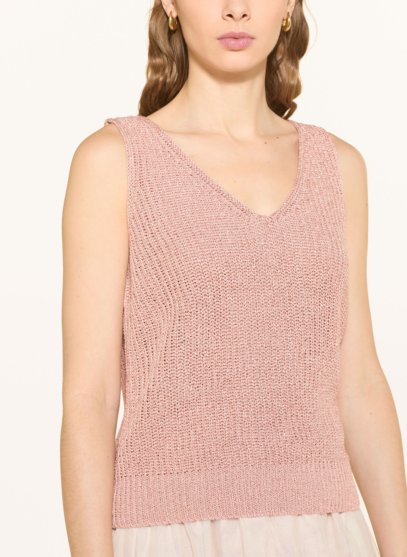 oui Knitted top with glitter yarn: DUSKY PINK / ROSE GOLD