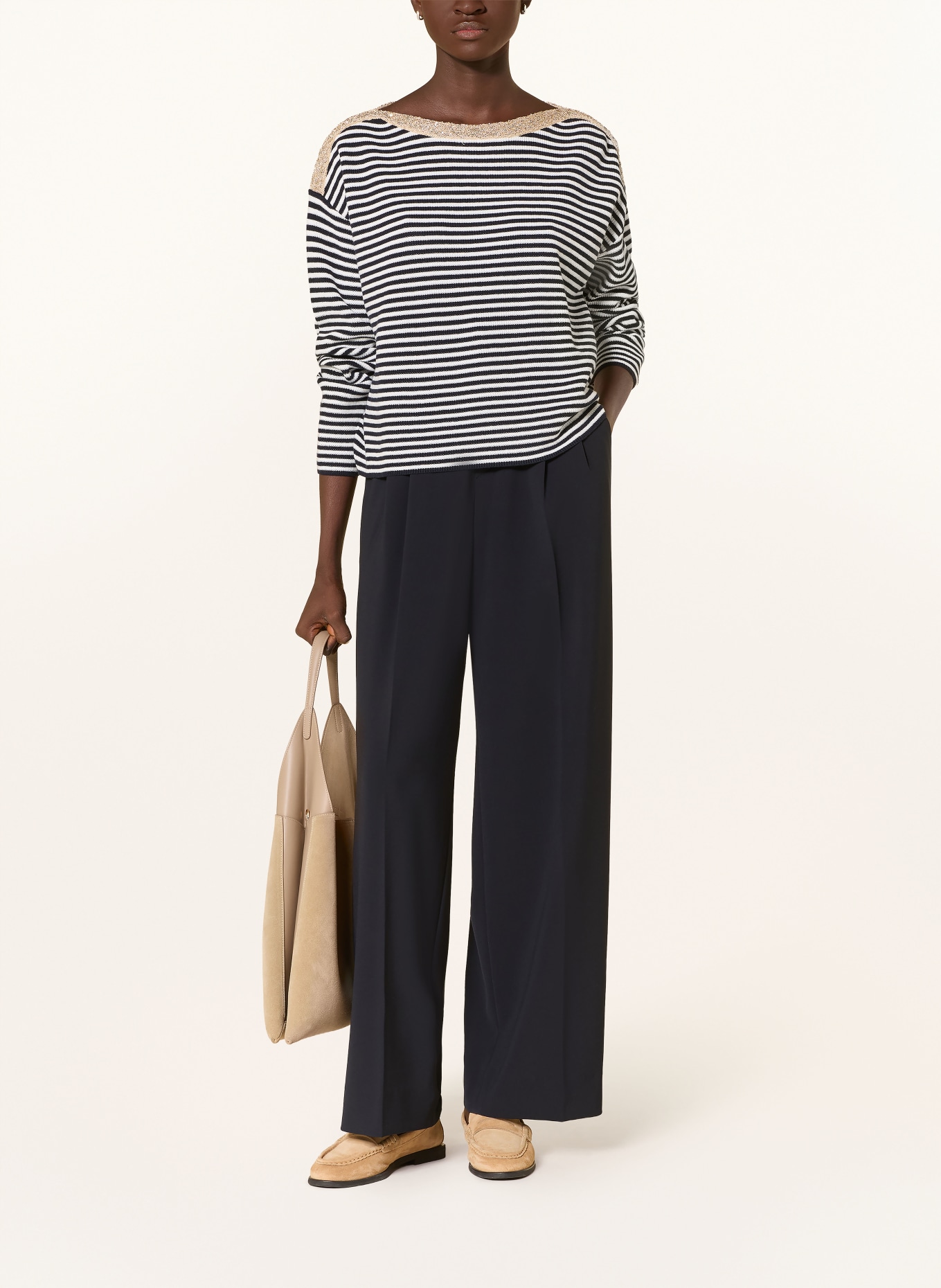 oui Sweter z cekinami: GRANATOWY / BIAŁY