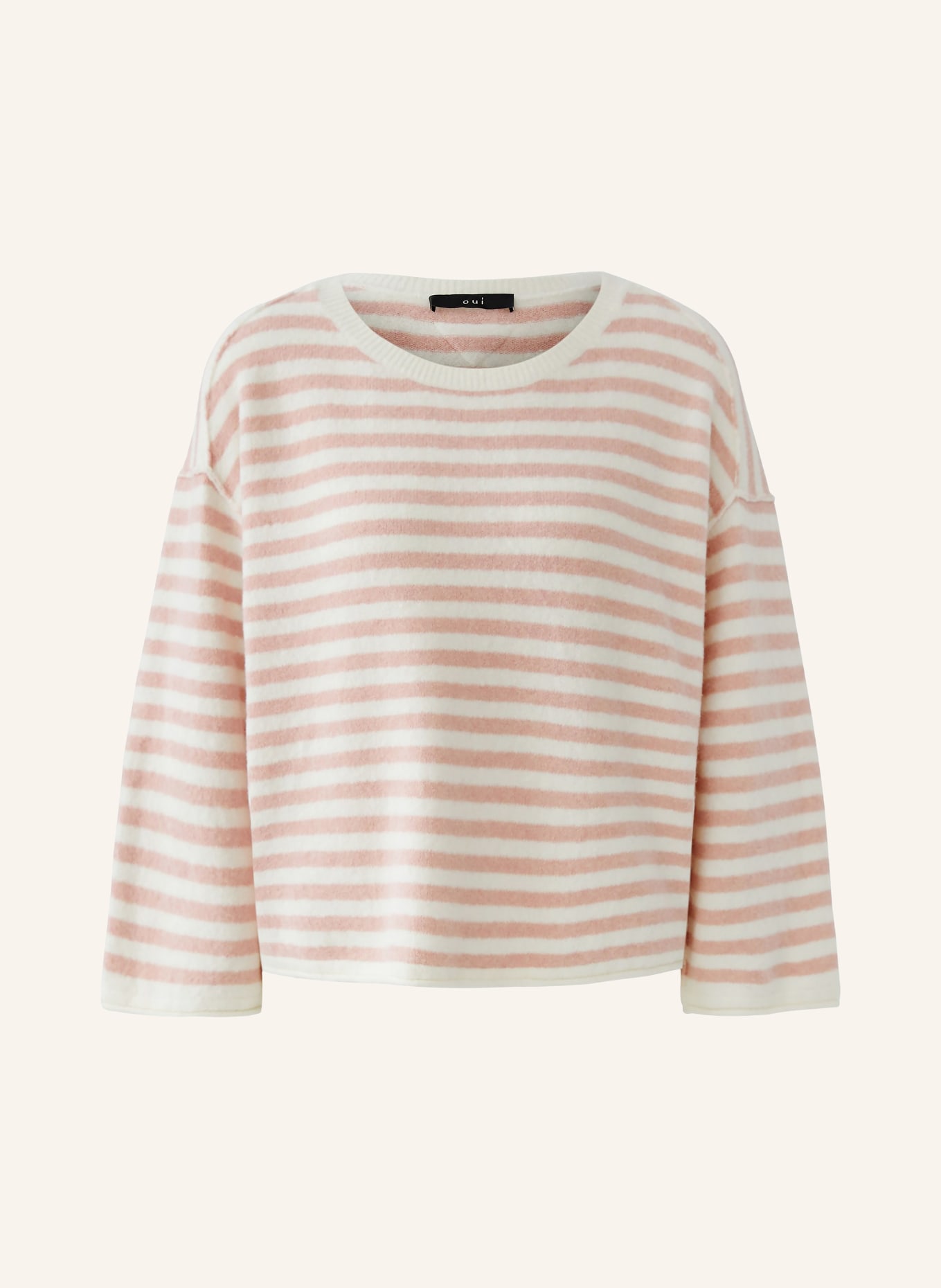 oui Sweater with 3/4 sleeves: PINK / WHITE