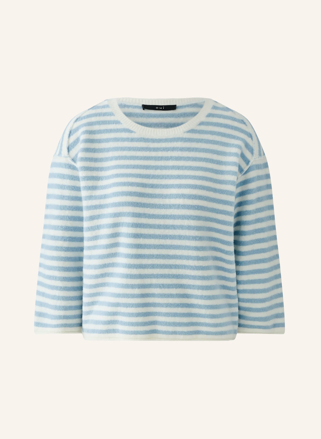 oui Sweater with 3/4 sleeves: LIGHT BLUE / WHITE