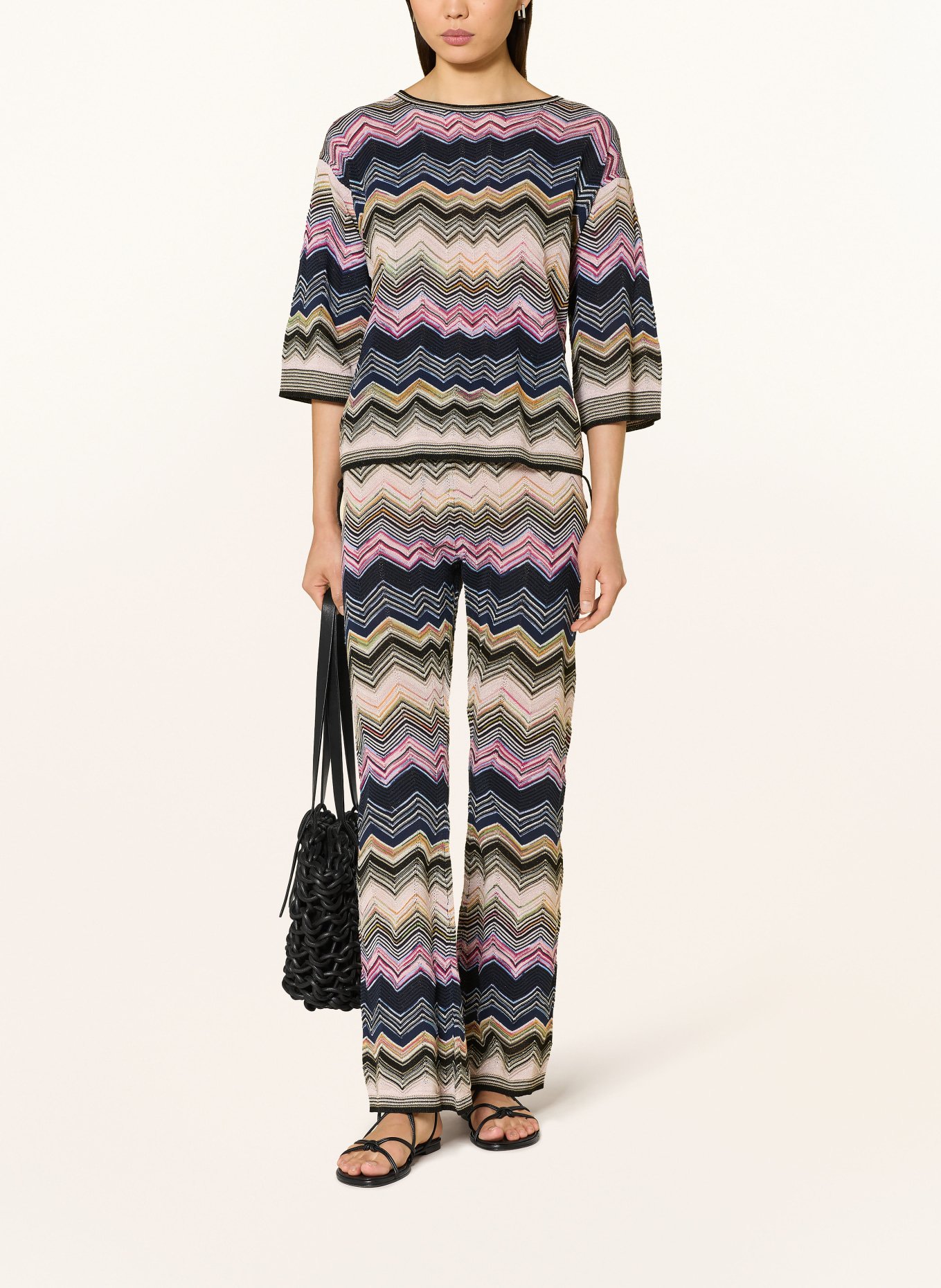 oui Svetr s 3/4 rukávy a třpytivou přízí: TMAVĚ MODRÁ / RŮŽOVÁ