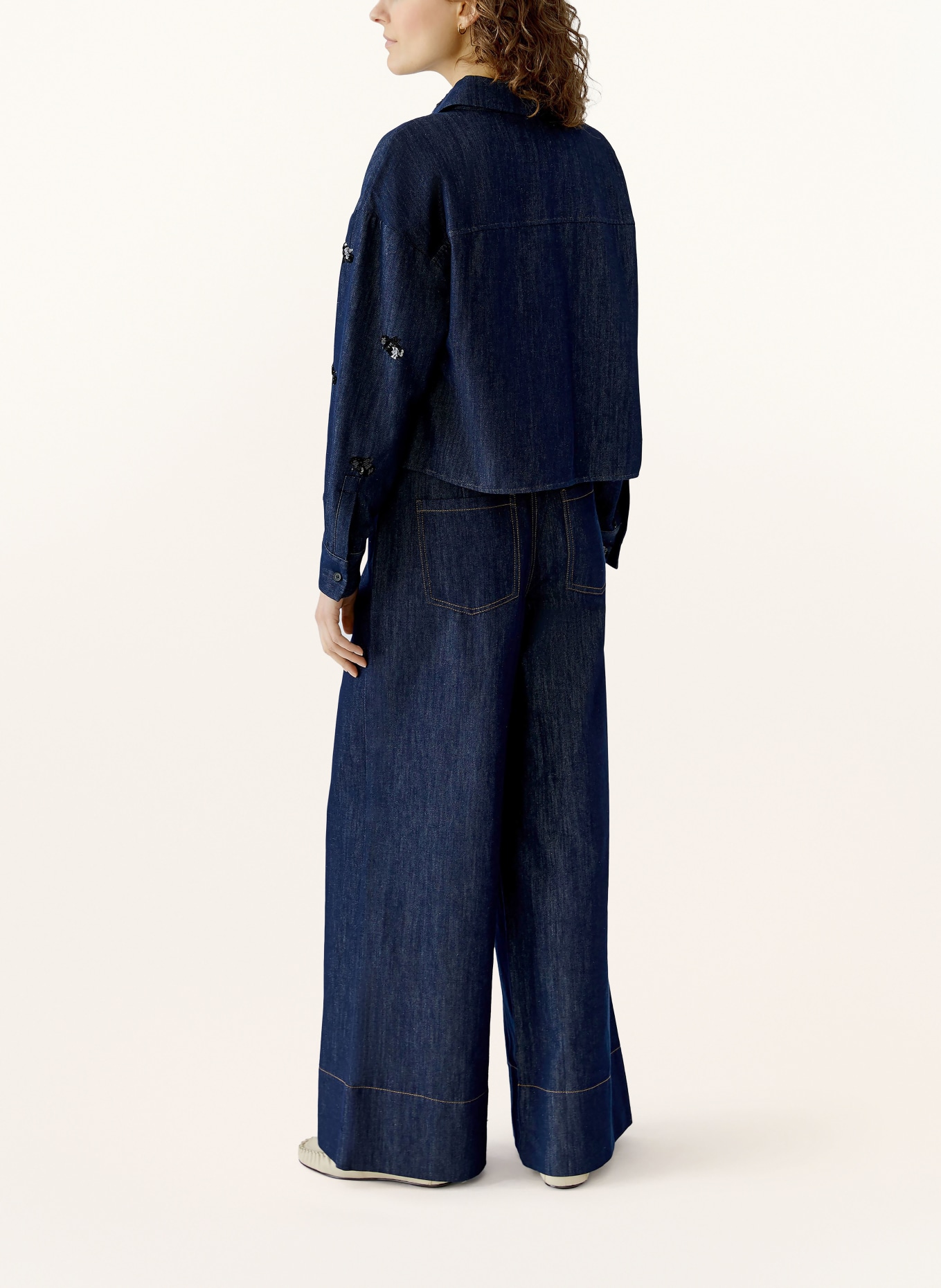 oui Džínová bunda s flitry: TMAVĚ MODRÁ