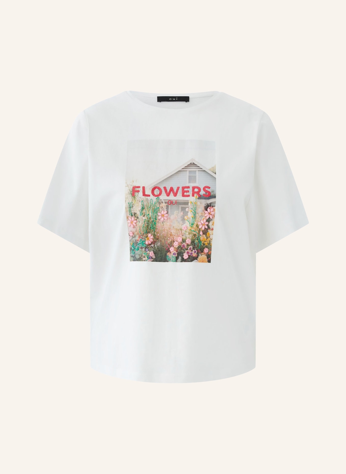 oui Tričko s ozdobnými korálky: BÍLÁ