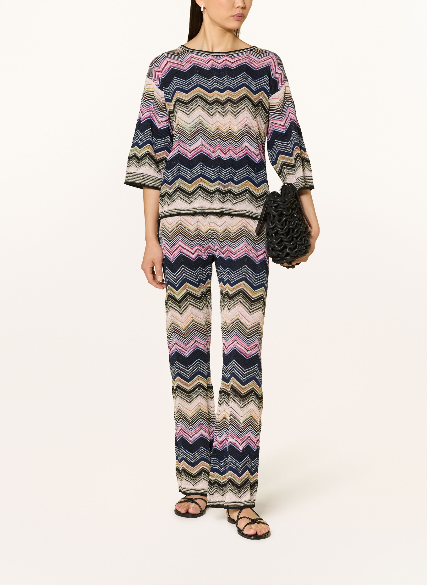 oui Pletené kalhoty s třpytivou přízí: TMAVĚ MODRÁ / RŮŽOVÁ