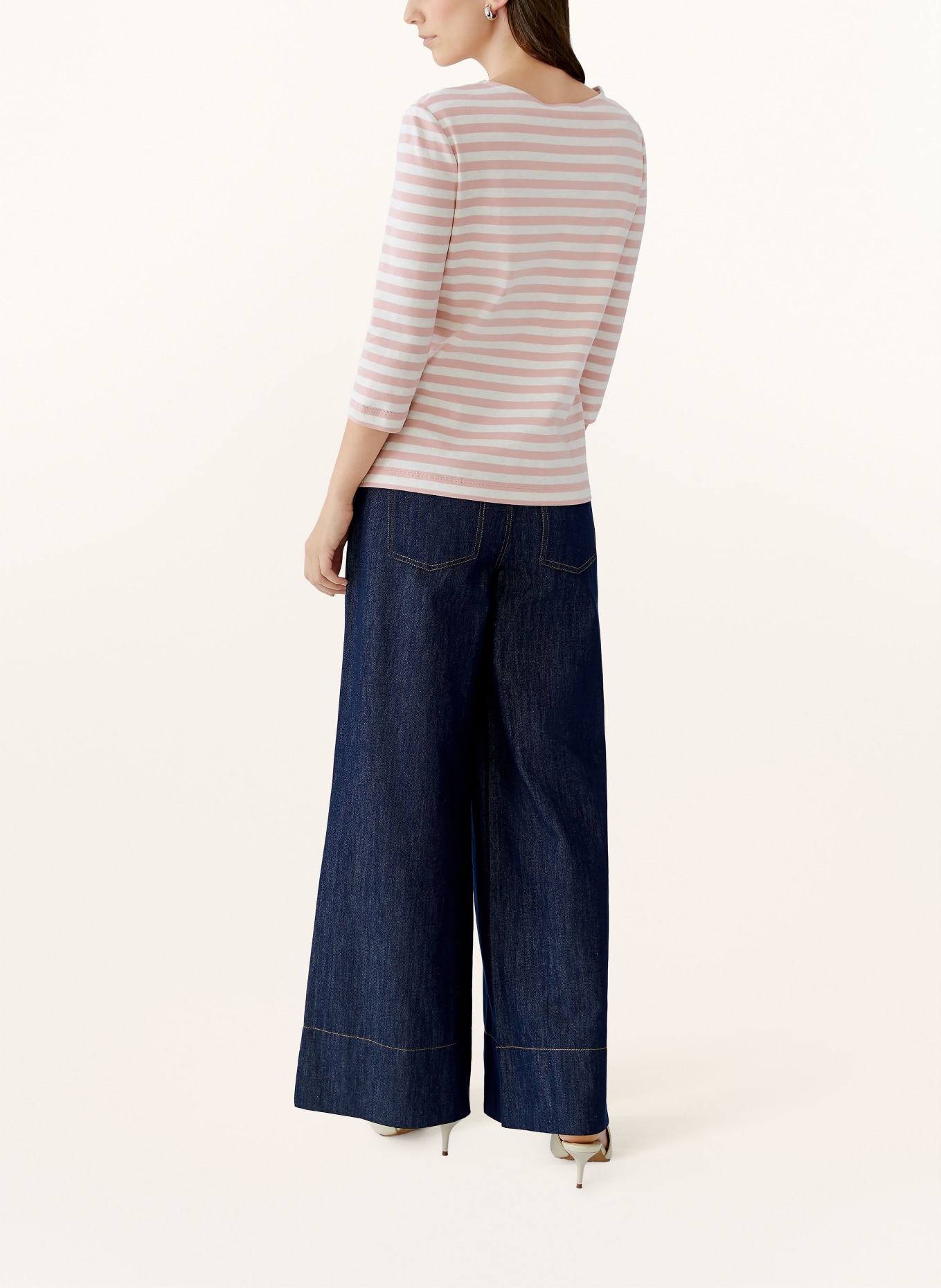 oui Tričko SOLEILA s 3/4 rukávem: RŮŽOVÁ / SVĚTLE ŠEDÁ