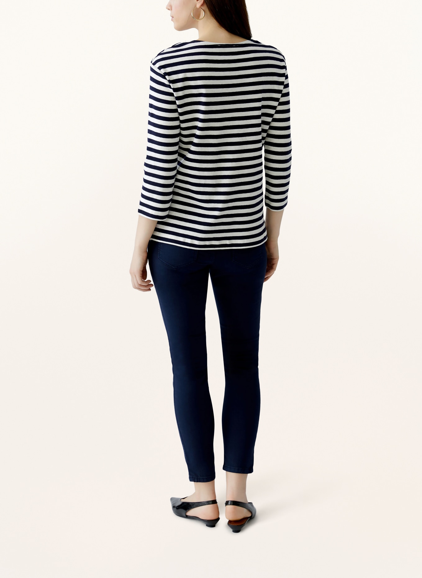 oui Tričko SOLEILA s 3/4 rukávem: TMAVĚ MODRÁ / SVĚTLE ŠEDÁ