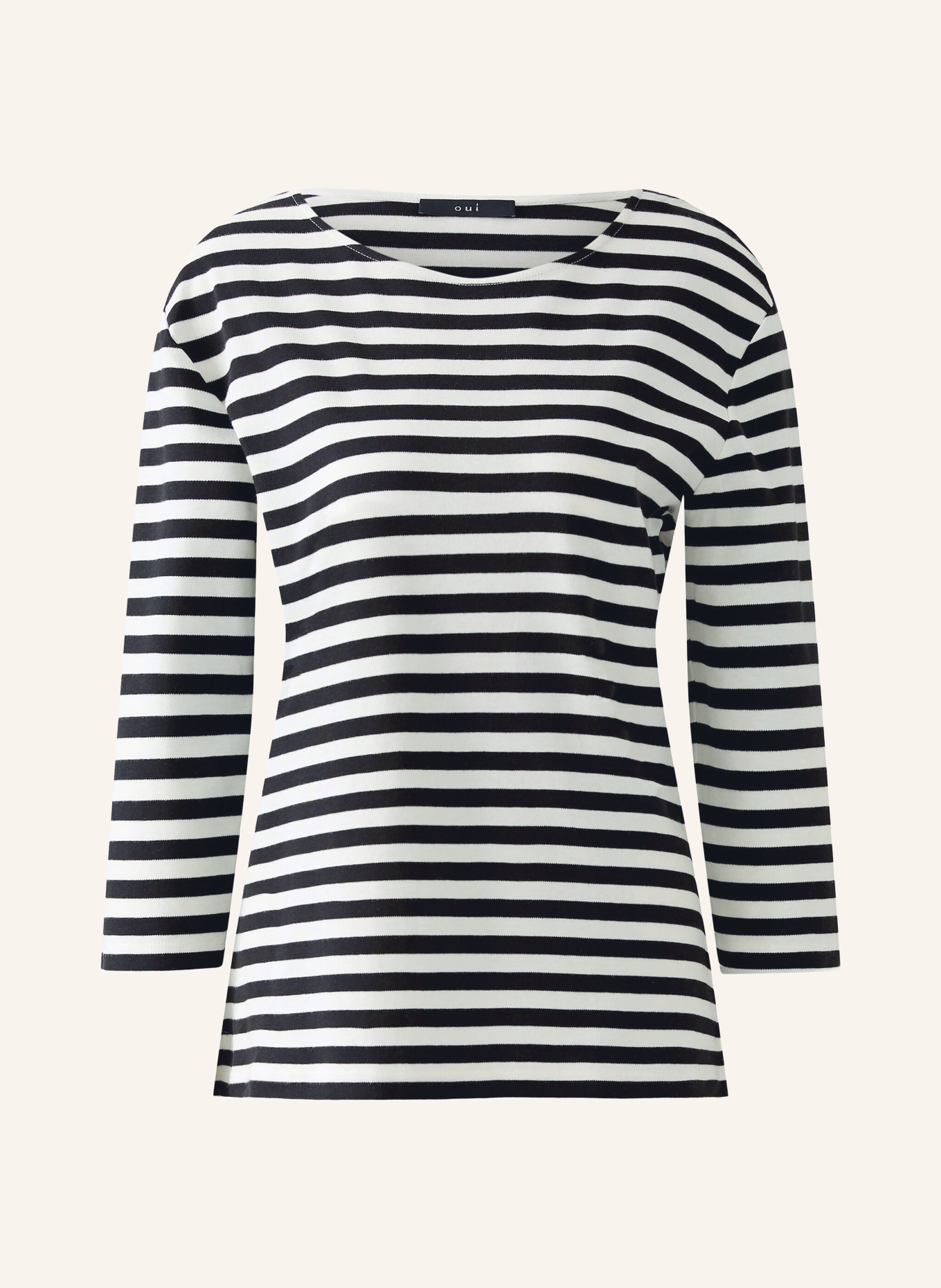 oui Tričko SOLEILA s 3/4 rukávem: TMAVĚ MODRÁ / BÍLÁ