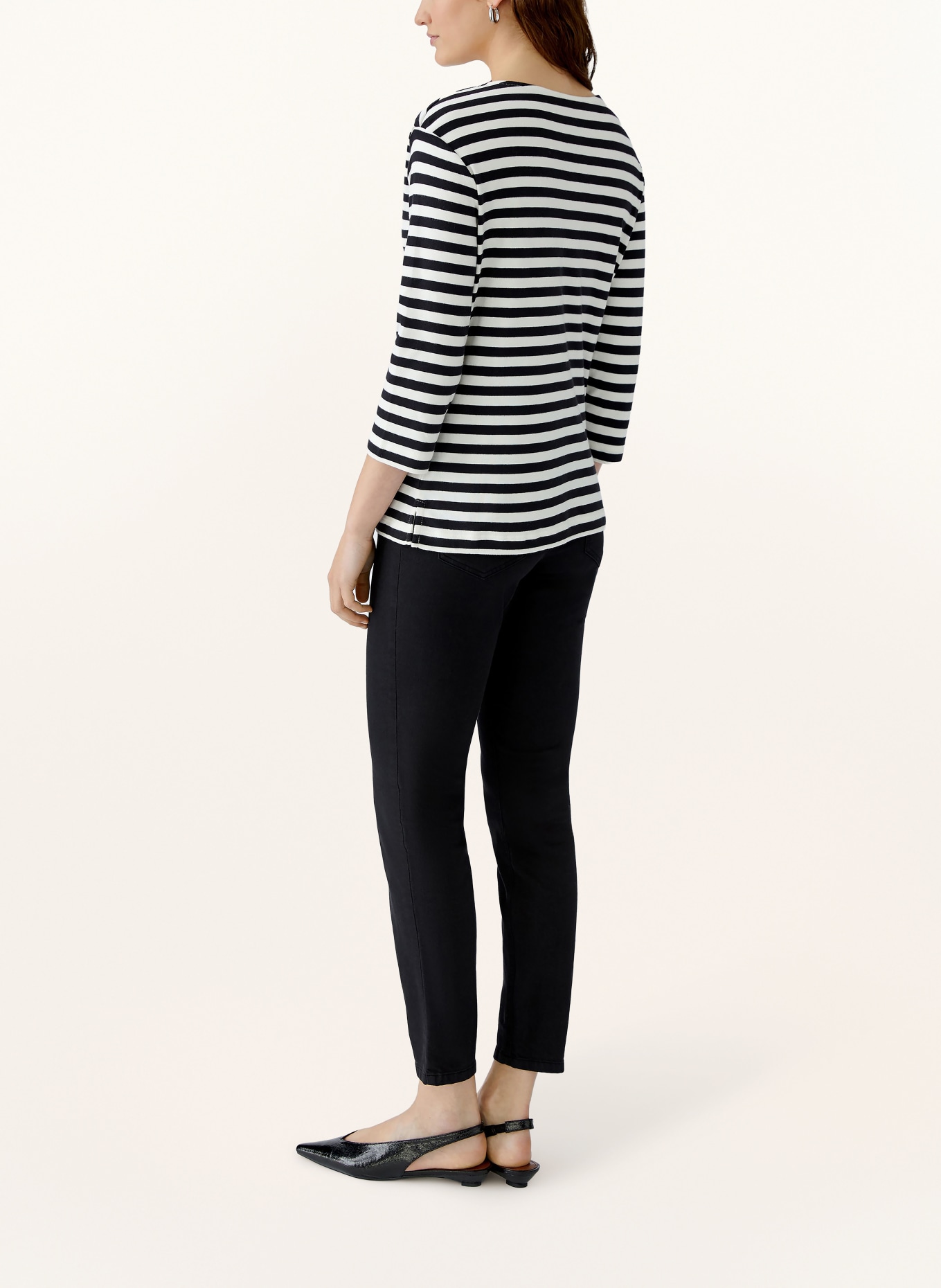 oui Tričko SOLEILA s 3/4 rukávem: TMAVĚ MODRÁ / BÍLÁ