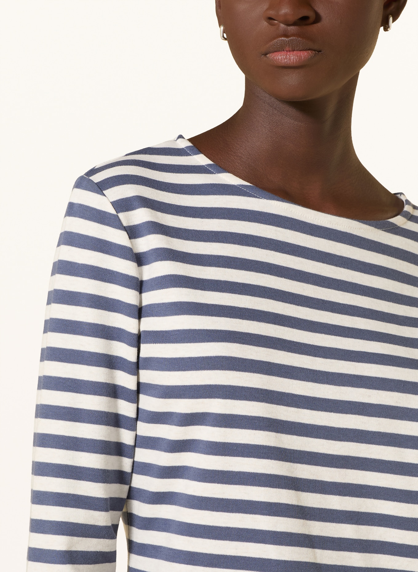 oui Shirt SOLEILA mit 3/4-Arm: BLAU / HELLGRAU