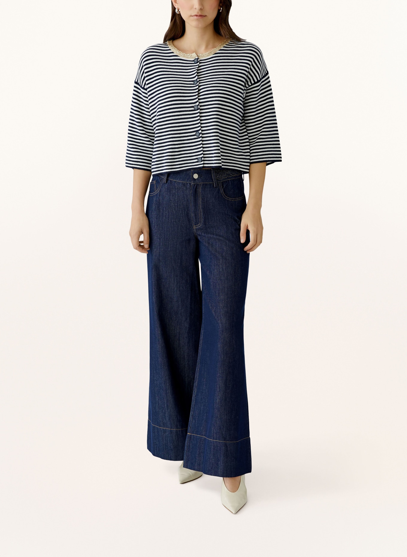 oui Vest met pailletten: DONKERBLAUW / GOUD / WIT