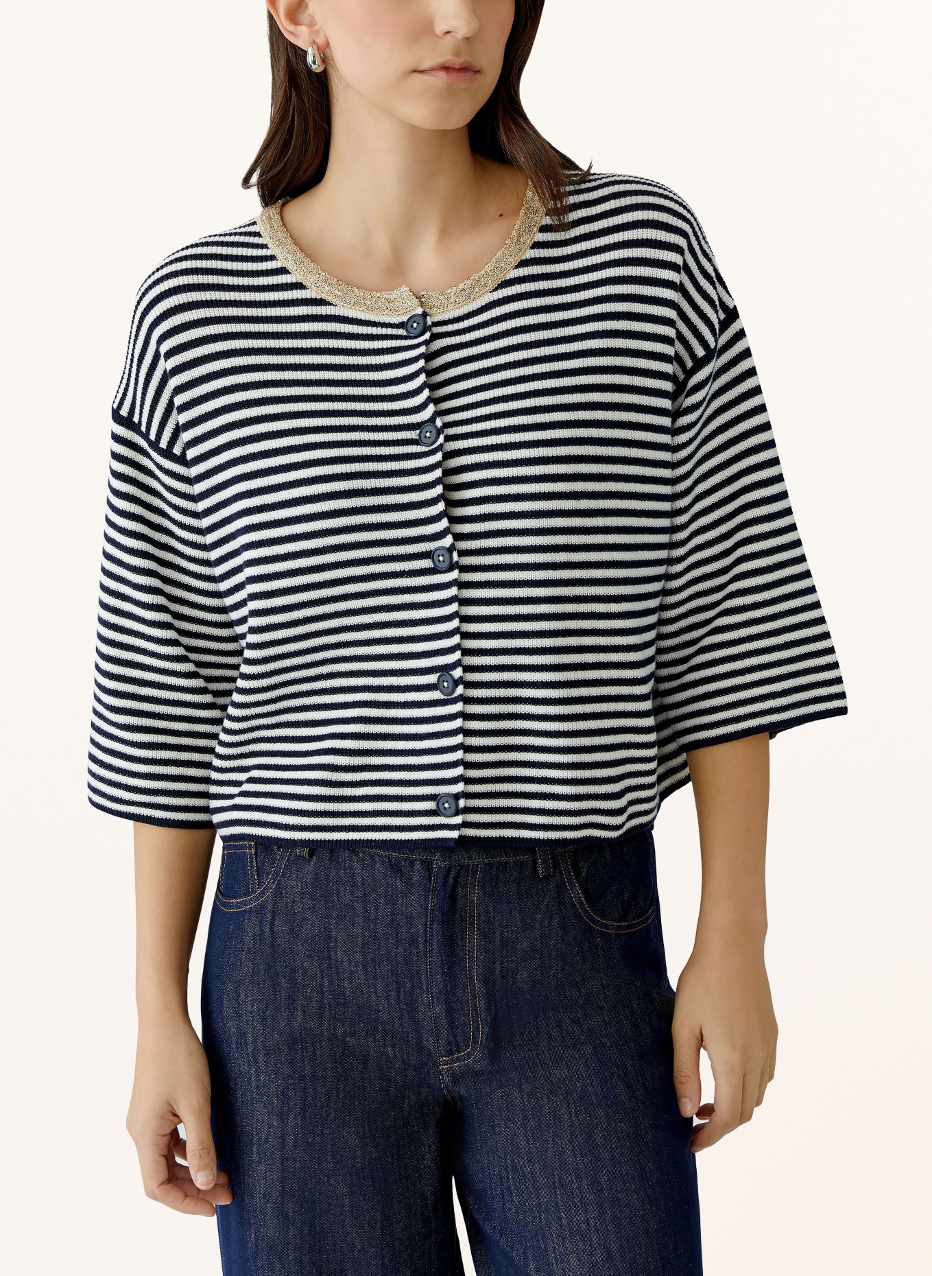 oui Vest met pailletten: DONKERBLAUW / GOUD / WIT