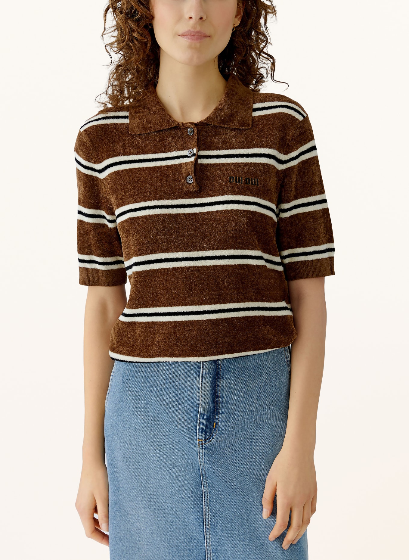 oui Pletené polo tričko: HNĚDÁ / REŽNÁ / ČERNÁ