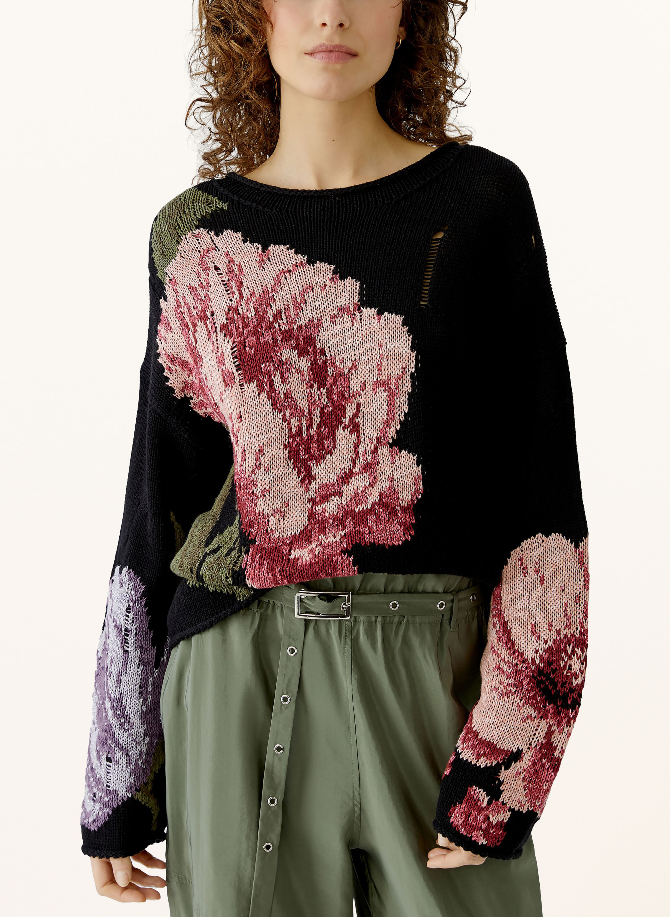 oui Svetr s třpytivou přízí: ČERNÁ / RŮŽOVÁ / TMAVĚ ČERVENÁ