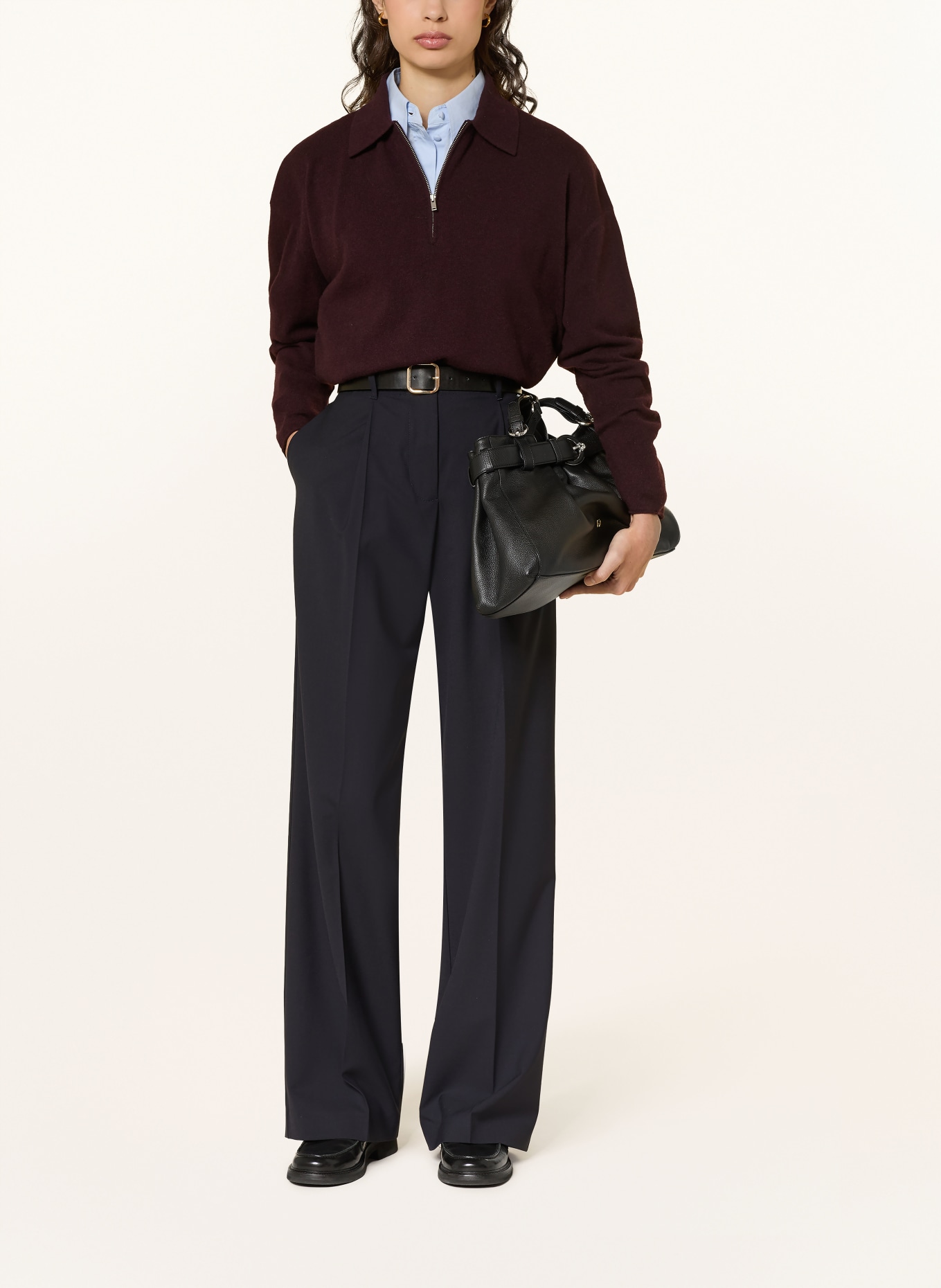 HERNO Spodnie z materiału typu marlene: GRANATOWY