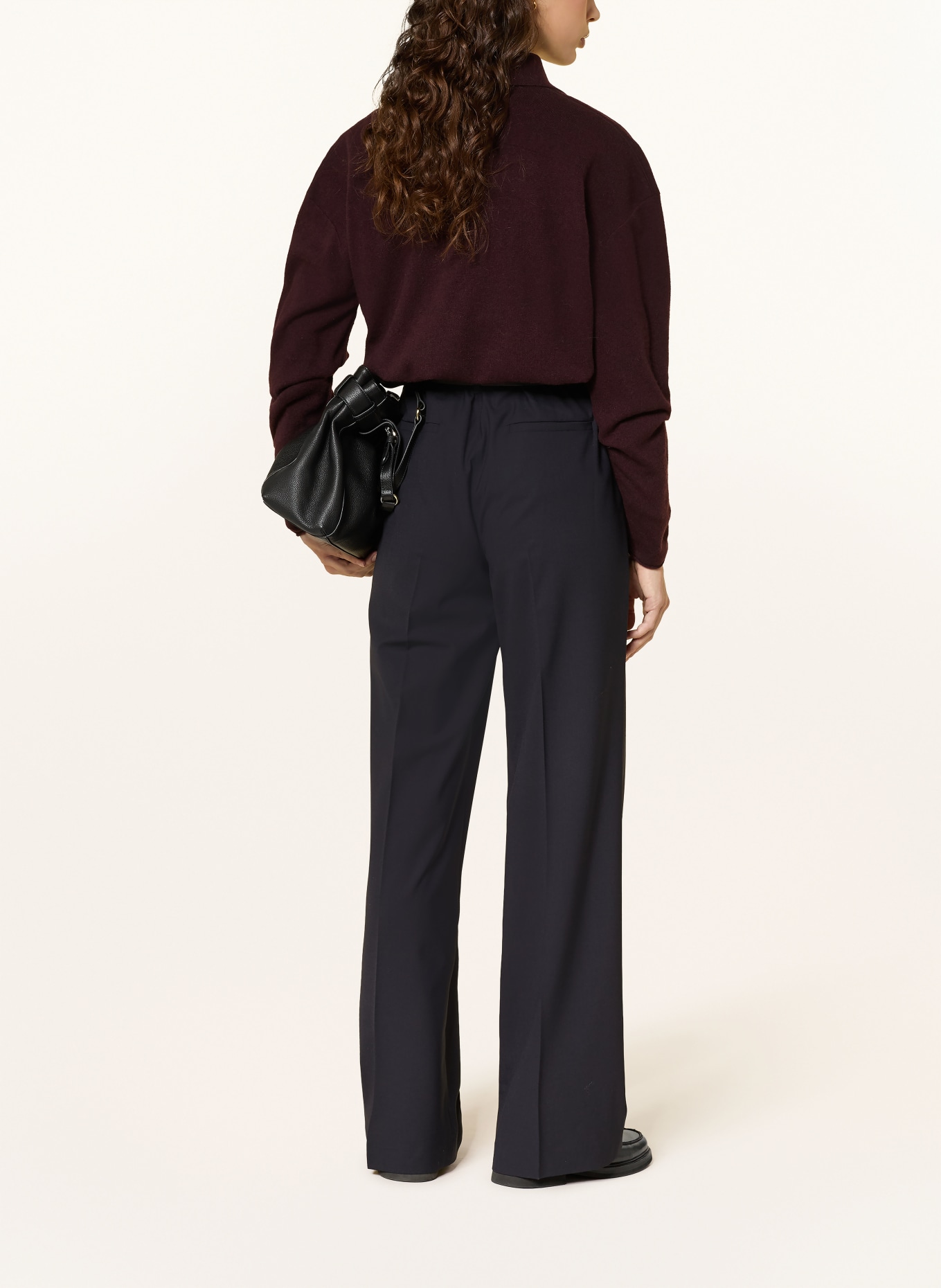 HERNO Spodnie z materiału typu marlene: GRANATOWY