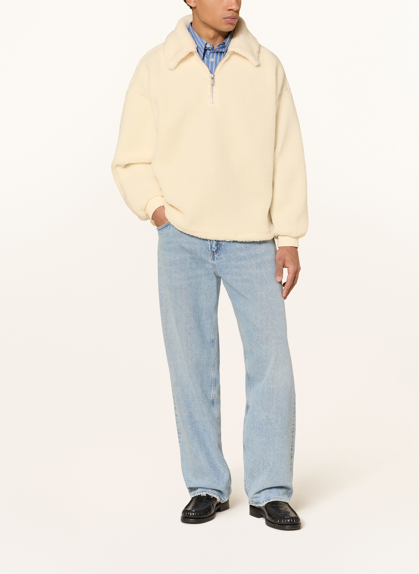 WRSTBHVR Pull à capuche en fourrure synthétique LEROY V2: ÉCRU