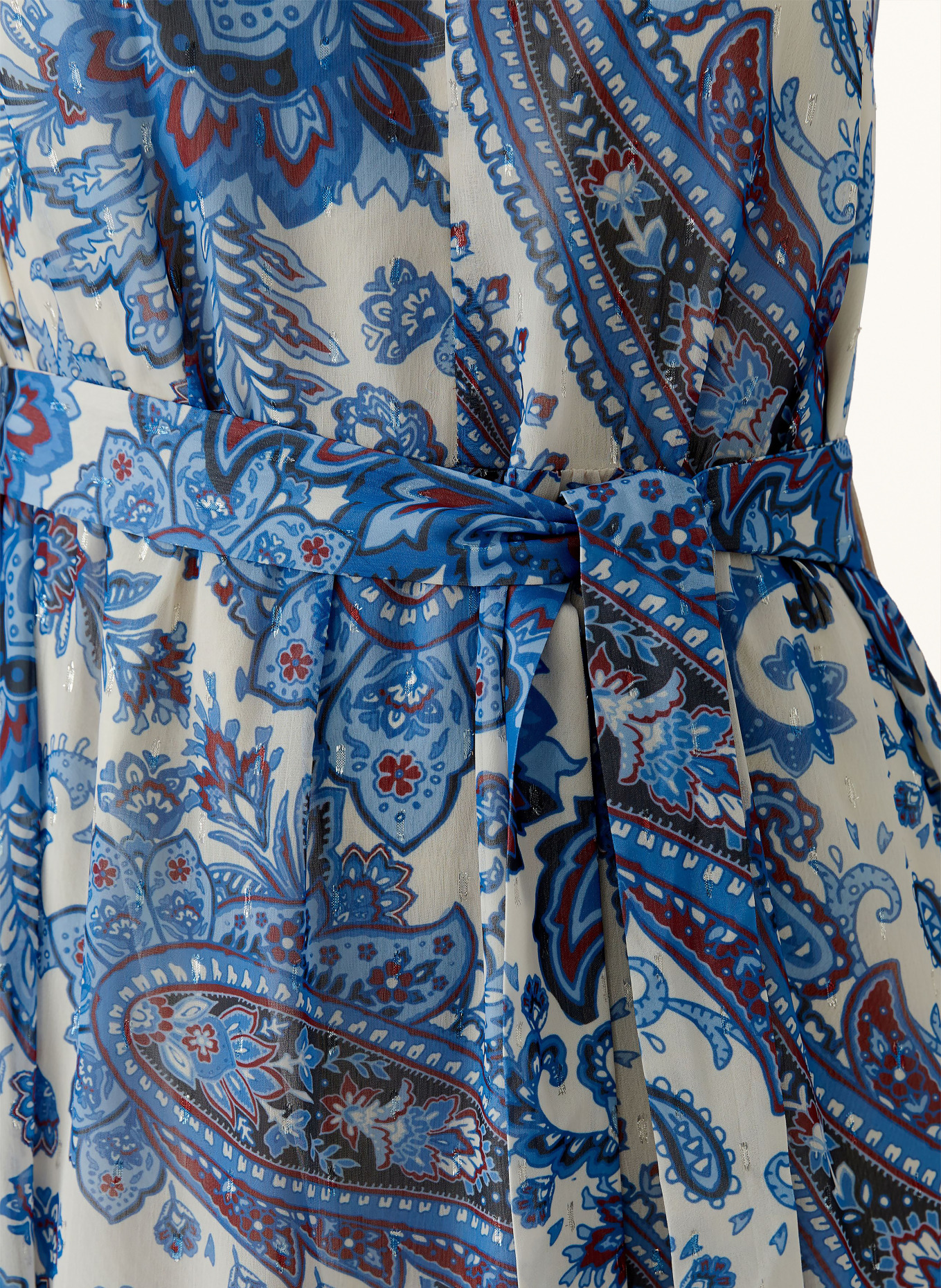 oui Dress with glitter thread: BLUE / DARK RED / WHITE