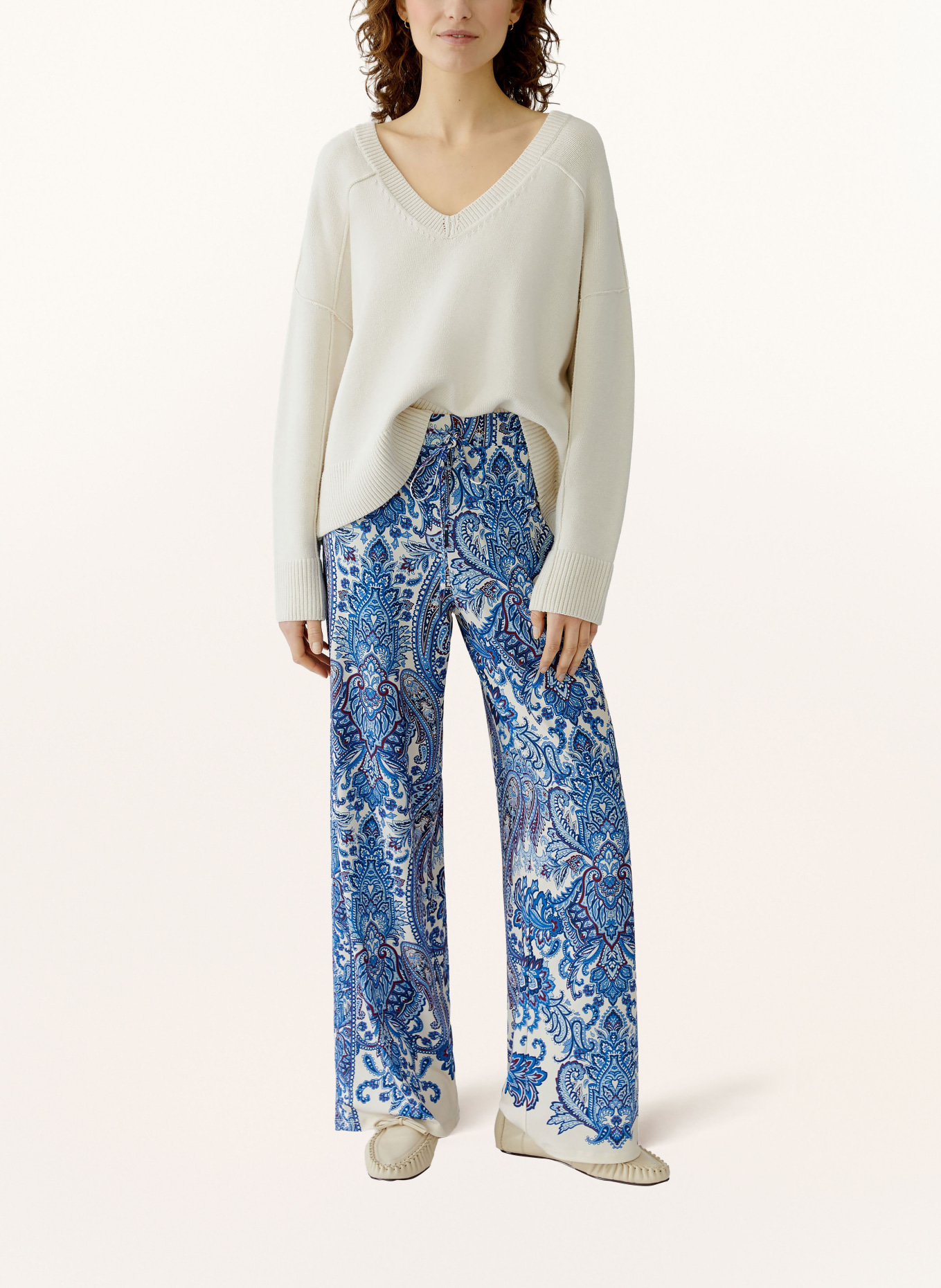 oui Hose: BLAU / ECRU / DUNKELROT