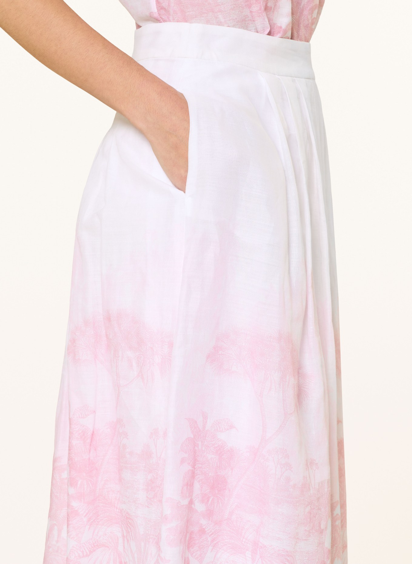 van Laack Skládaná sukně VL-RELLA-BRPX: BÍLÁ / RŮŽOVÁ