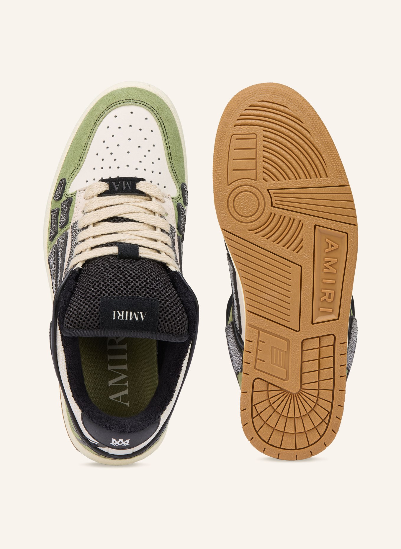 AMIRI Sneaker XL SKEL TOP LOW: HELLGRÜN / WEISS / SCHWARZ