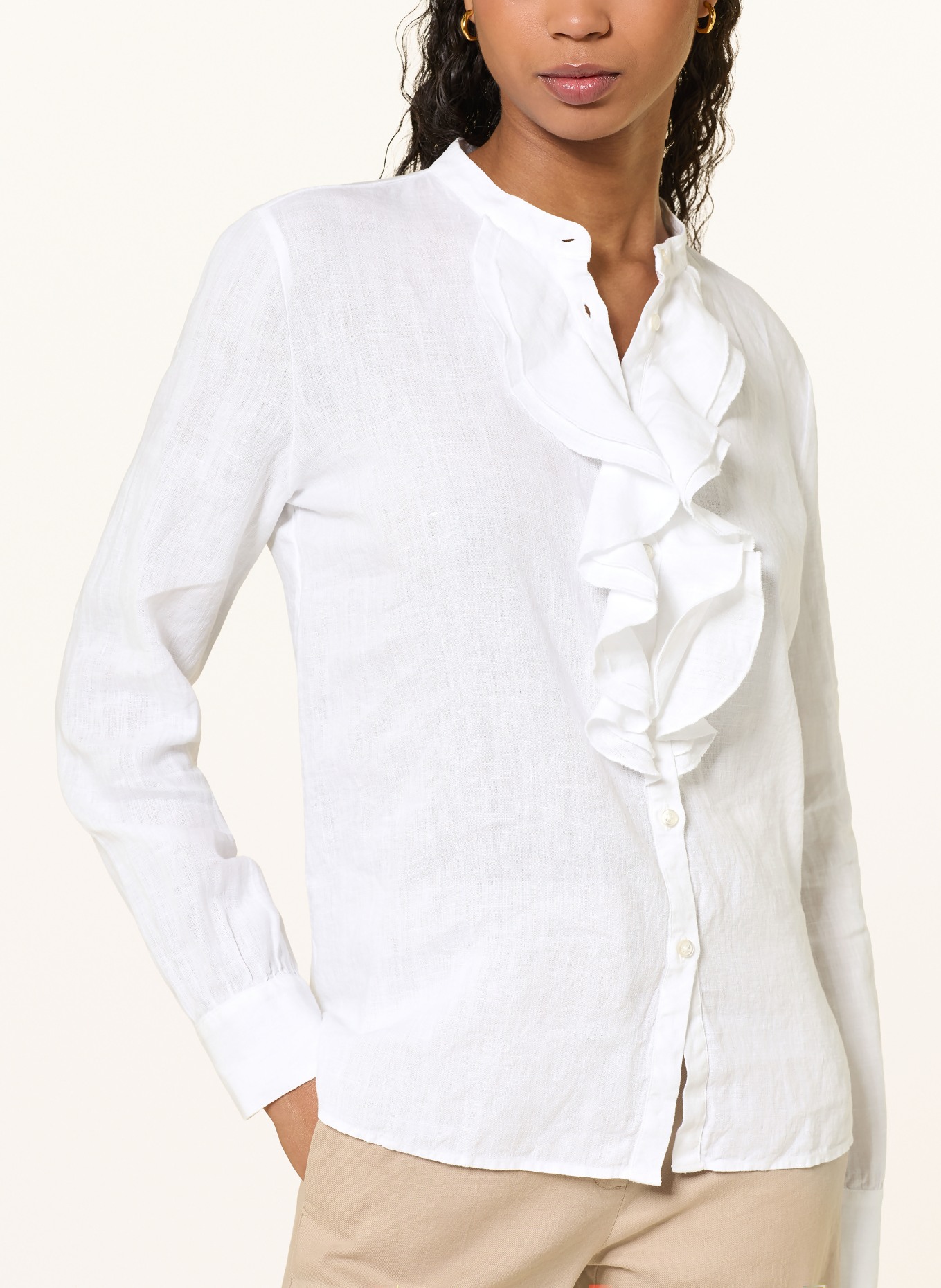 Soluzione Lněná blůza s volány: BÍLÁ
