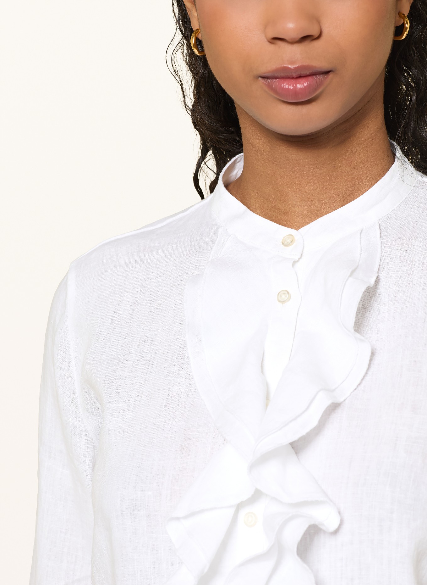 Soluzione Lněná blůza s volány: BÍLÁ