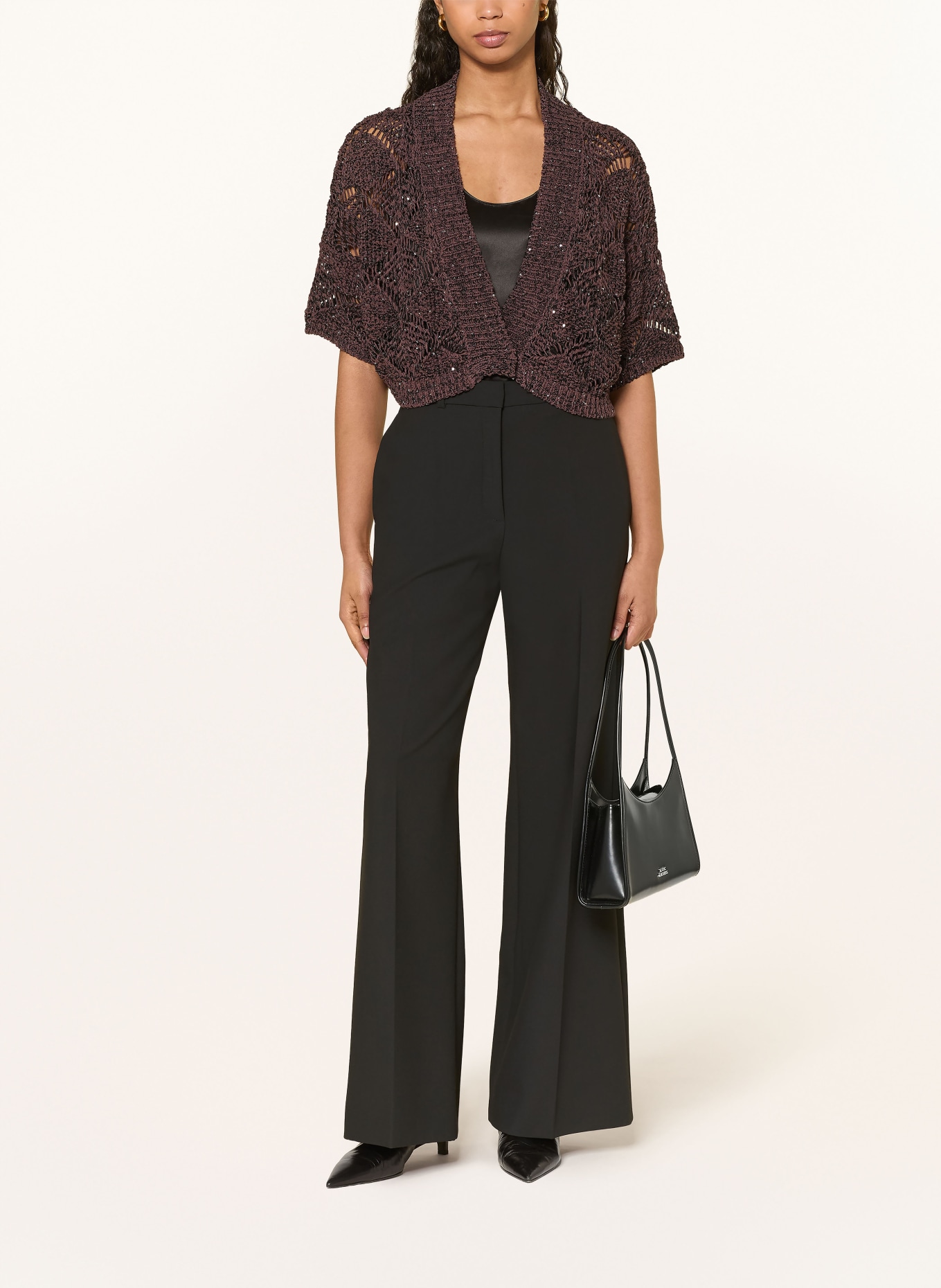 ANTONELLI firenze Svetr s flitry: TMAVĚ HNĚDÁ