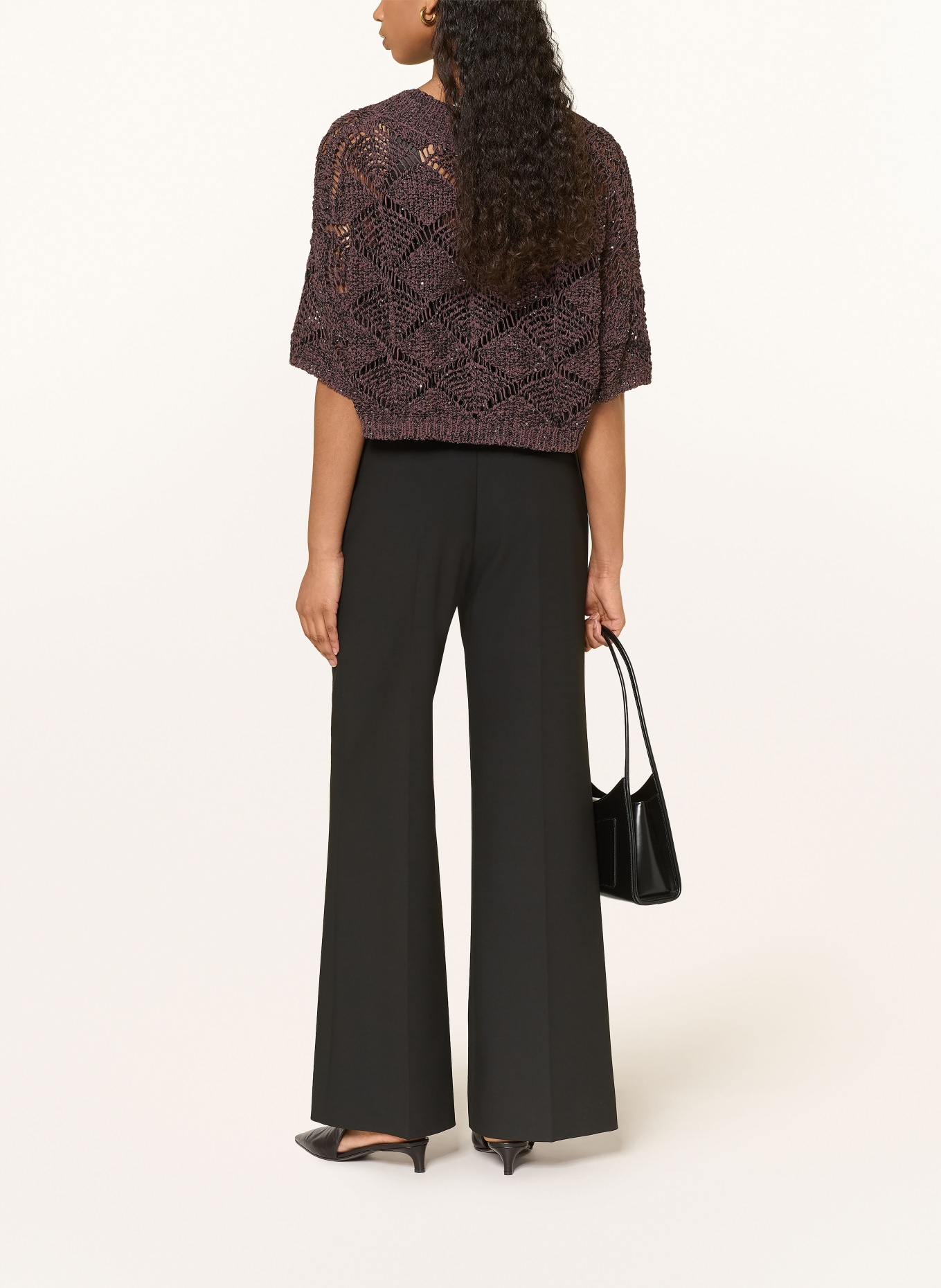 ANTONELLI firenze Svetr s flitry: TMAVĚ HNĚDÁ